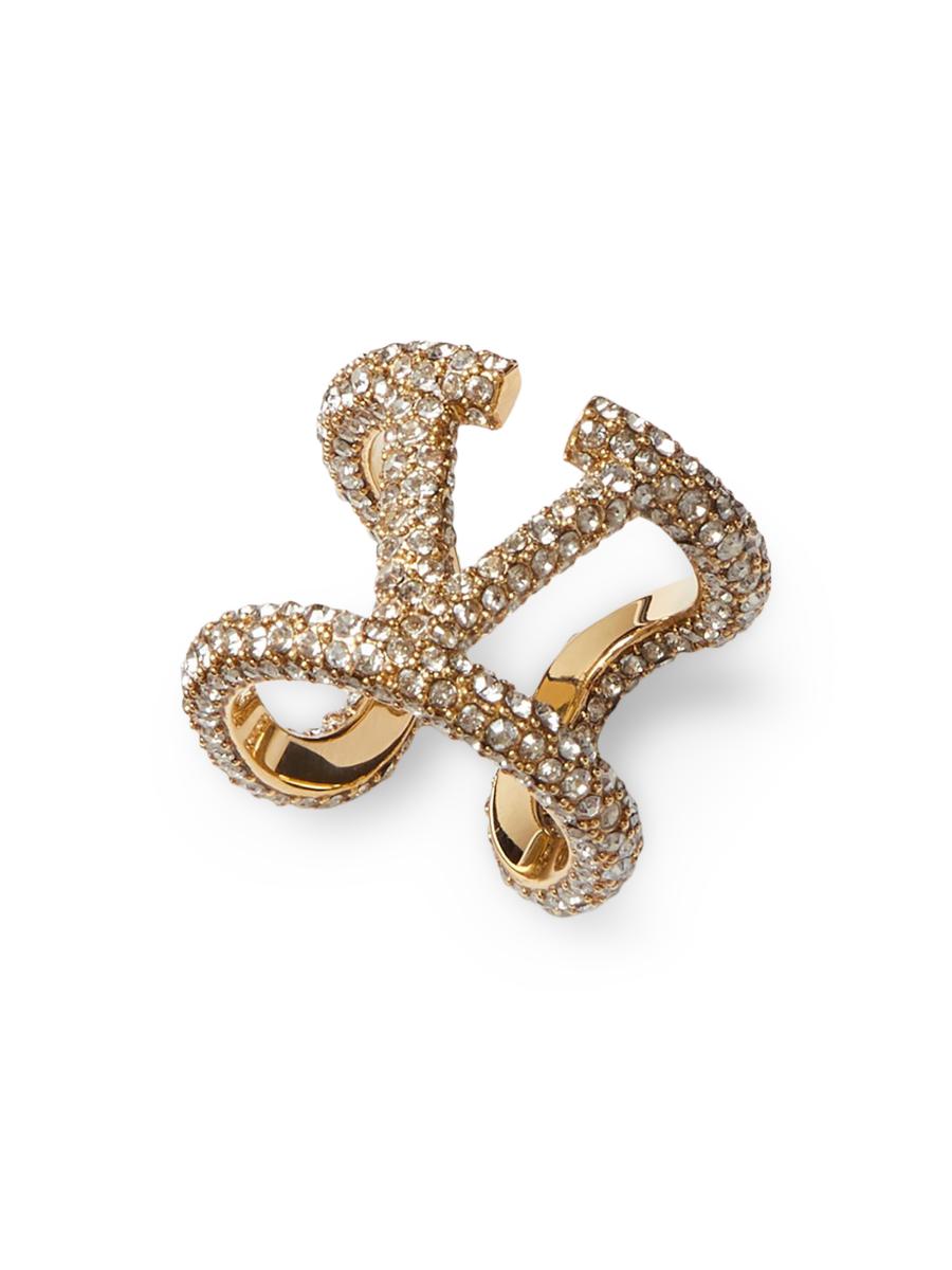 Valentino Garavani Women's Vlogo Signature Ring In Metal And Swarovski Crystals In Gold