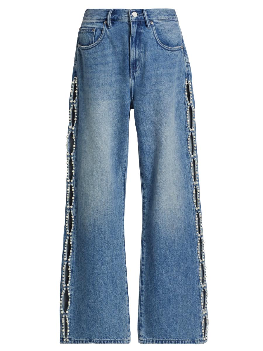 Purple Brand Pearly Side Cut-Out High-Rise Wide-Leg Jeans
