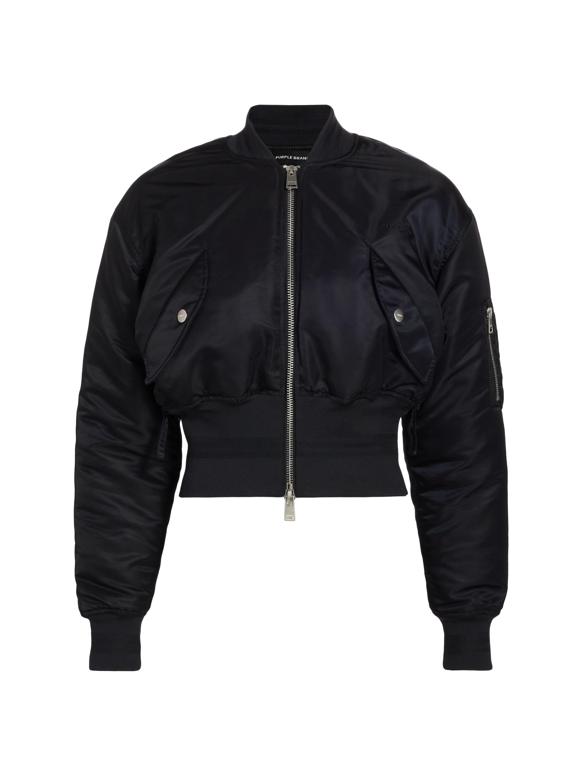 Purple Brand Women's Nylon Bomber Jacket - Black