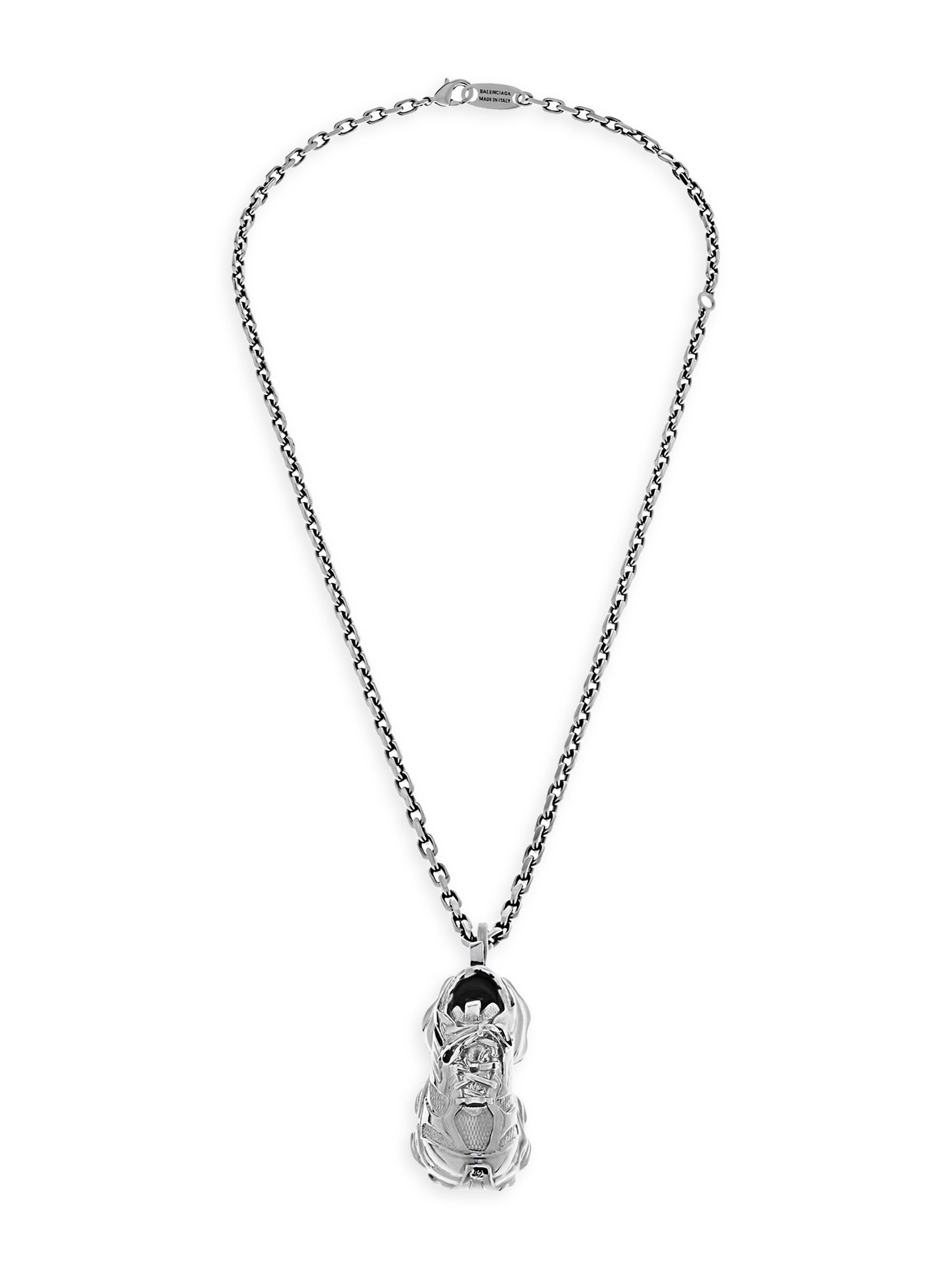 Balenciaga Men's Keyholder Thin Cargo Necklace - Silver