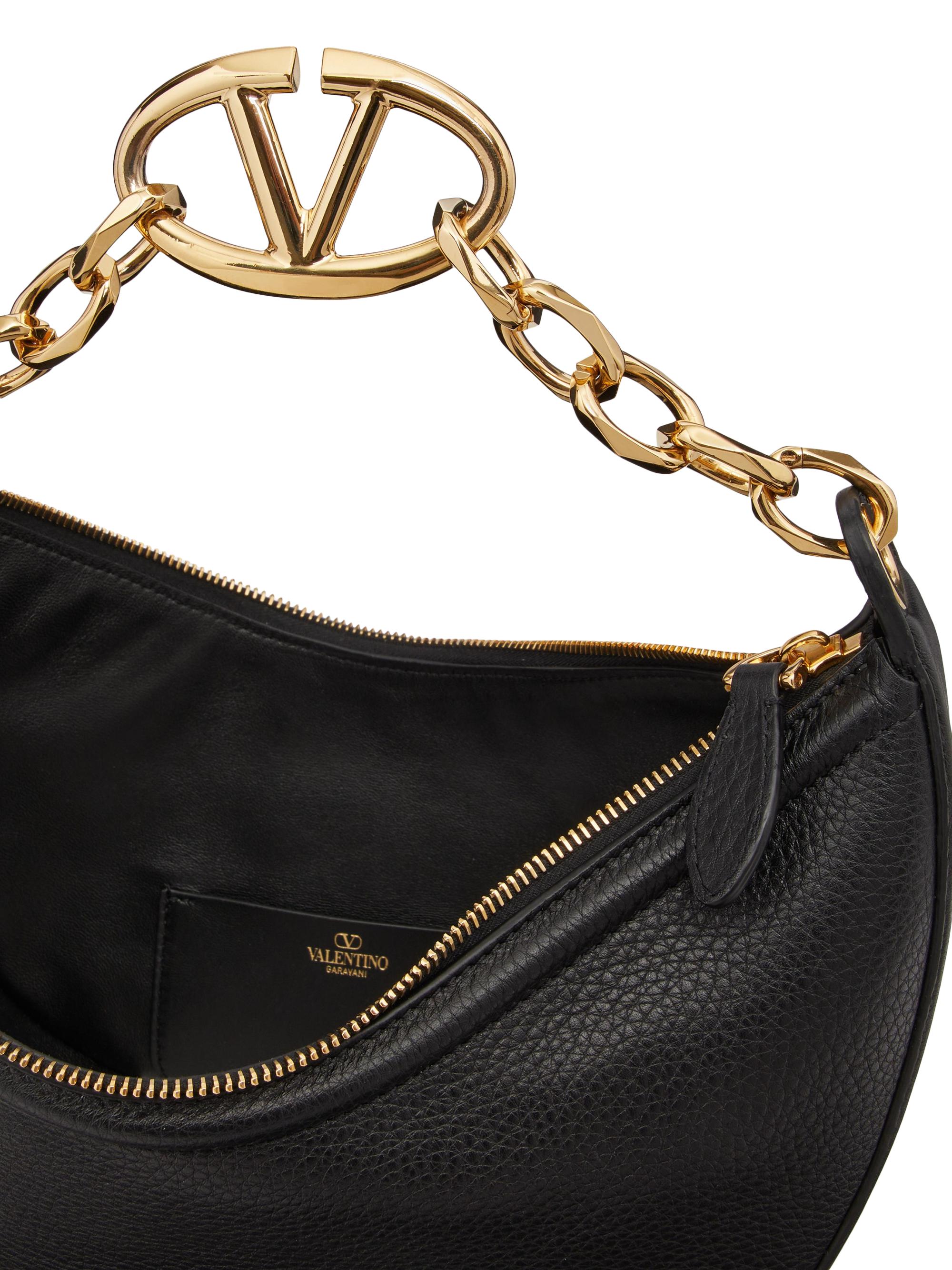 Valentino Garavani Small VLogo Moon Hobo Bag in Grainy