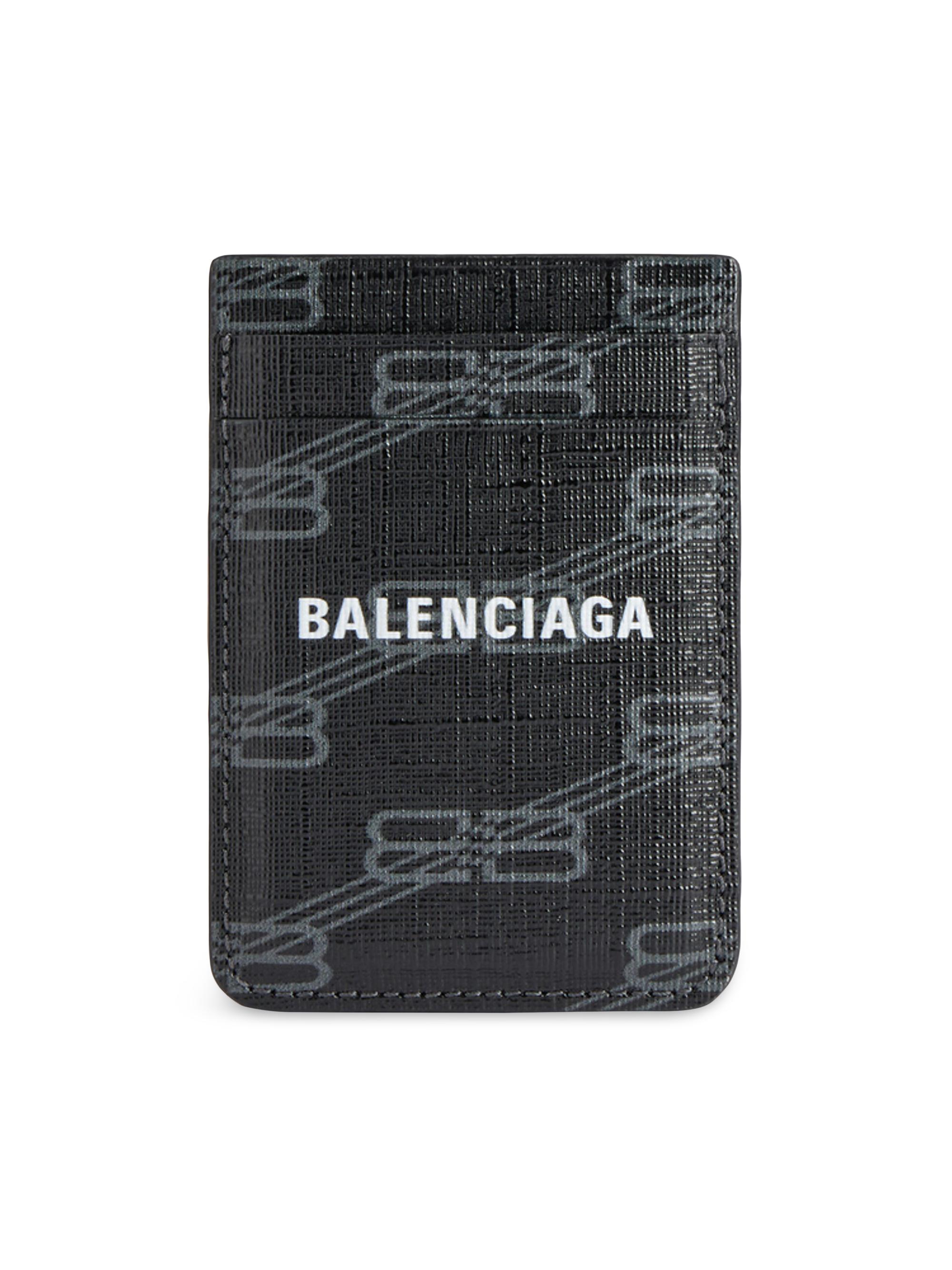 Balenciaga Men's BB Signature Magnet Card Holder - Black