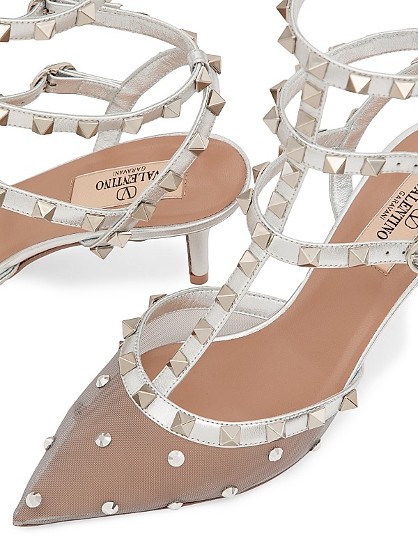 Shop Valentino Garavani Rockstud Mesh Pumps with Crystals Shop Valentino Garavani Rockstud Mesh Pumps with Crystals