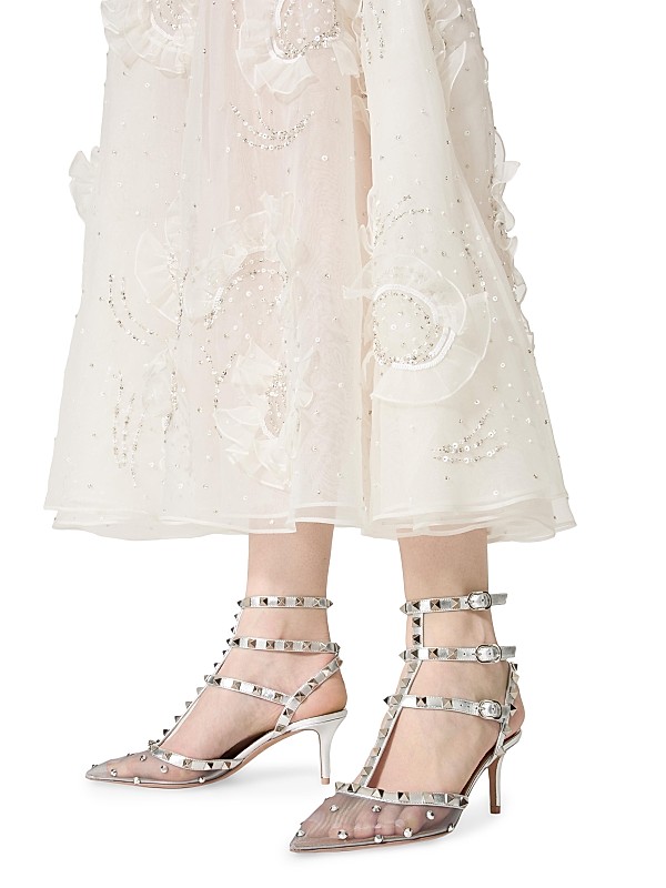Shop Valentino Garavani Rockstud Mesh Pumps with Crystals Shop Valentino Garavani Rockstud Mesh Pumps with Crystals