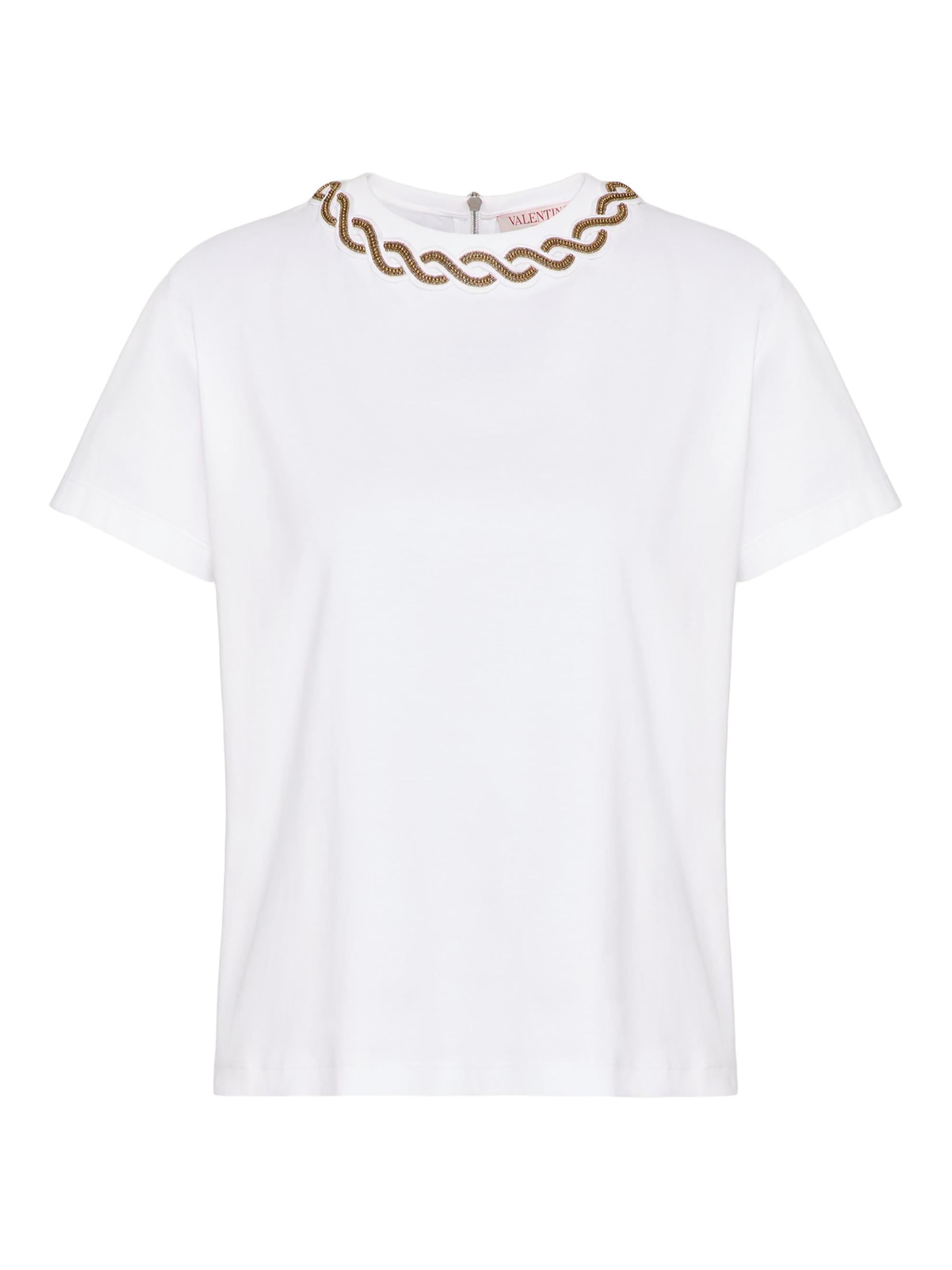 Valentino Garavani Women's Embroidered Cotton Jersey T-Shirt - White