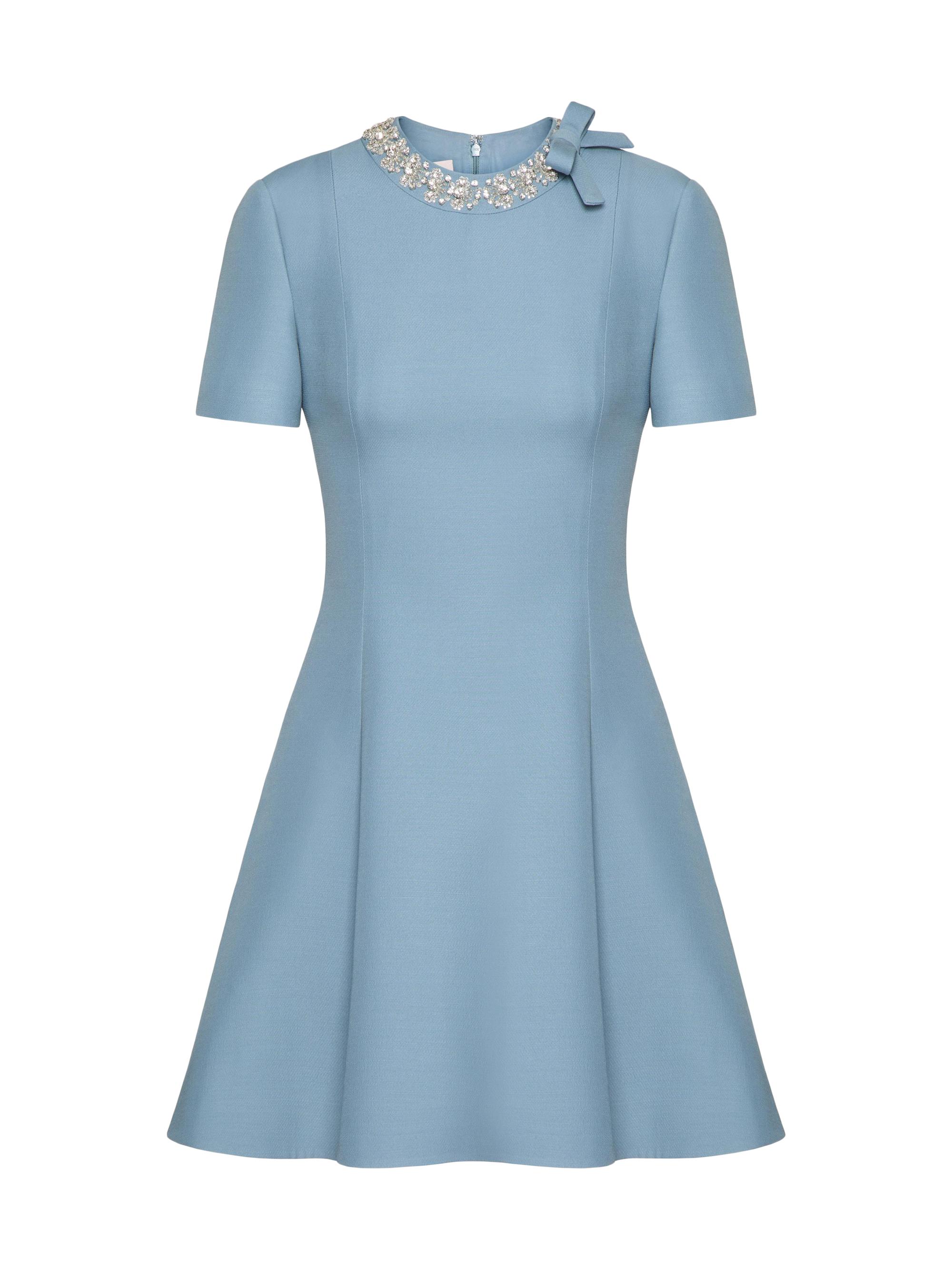 Valentino Garavani Women's Embroidered Crepe Couture Short Dress - Azure Rhinestone