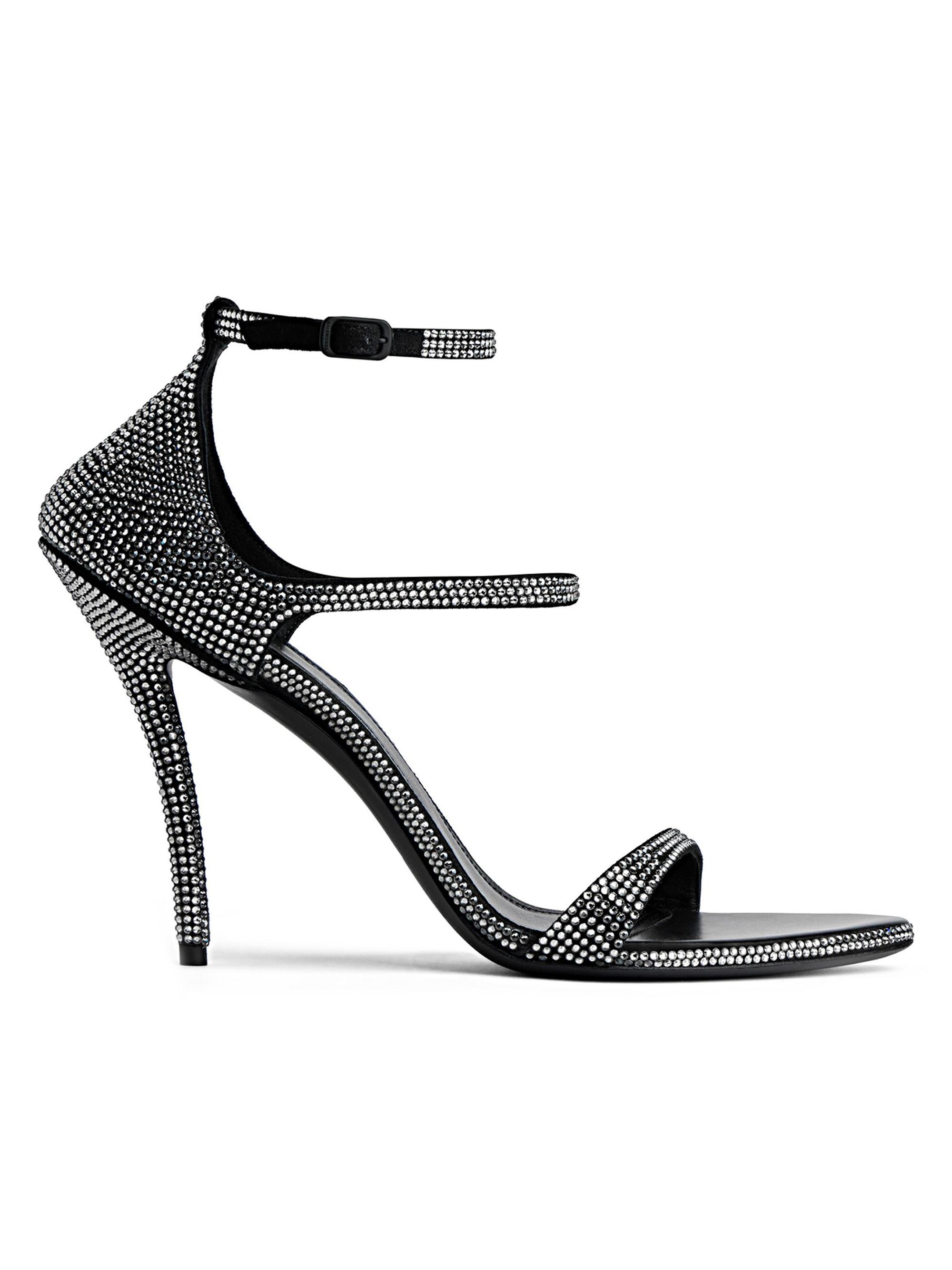 Balenciaga Women's Honey 1MM Sandals with Rhinestones - Black Grey