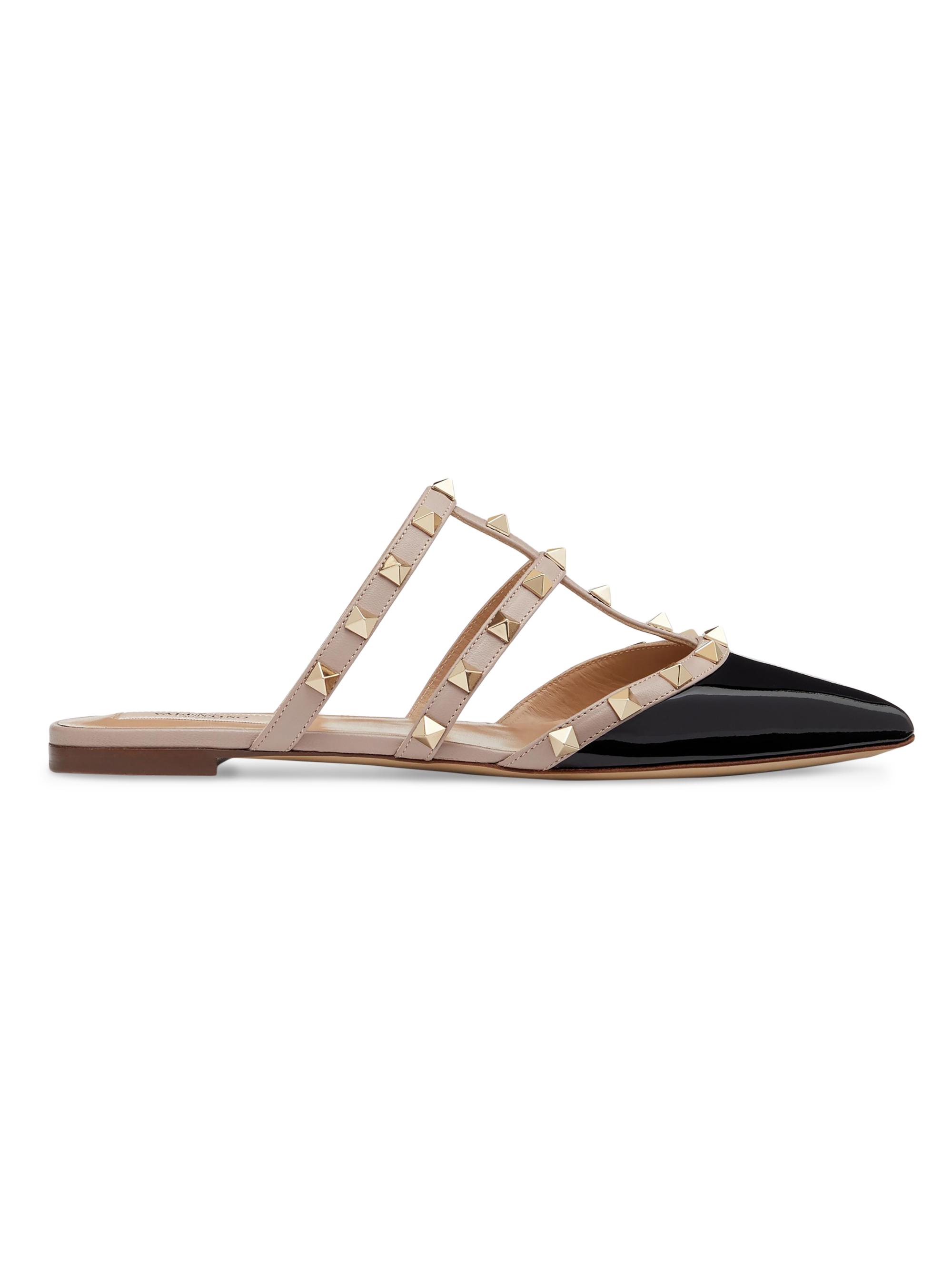 Valentino Garavani Rockstud Patent-Leather Mules Saks Fifth