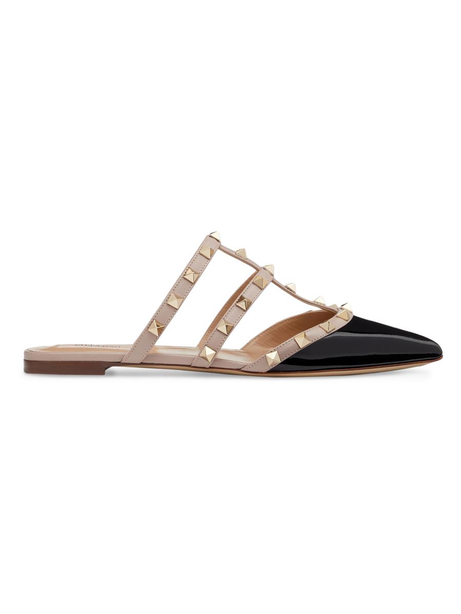 Valentino Garavani Women's Rockstud Patent-leather Mules In Black