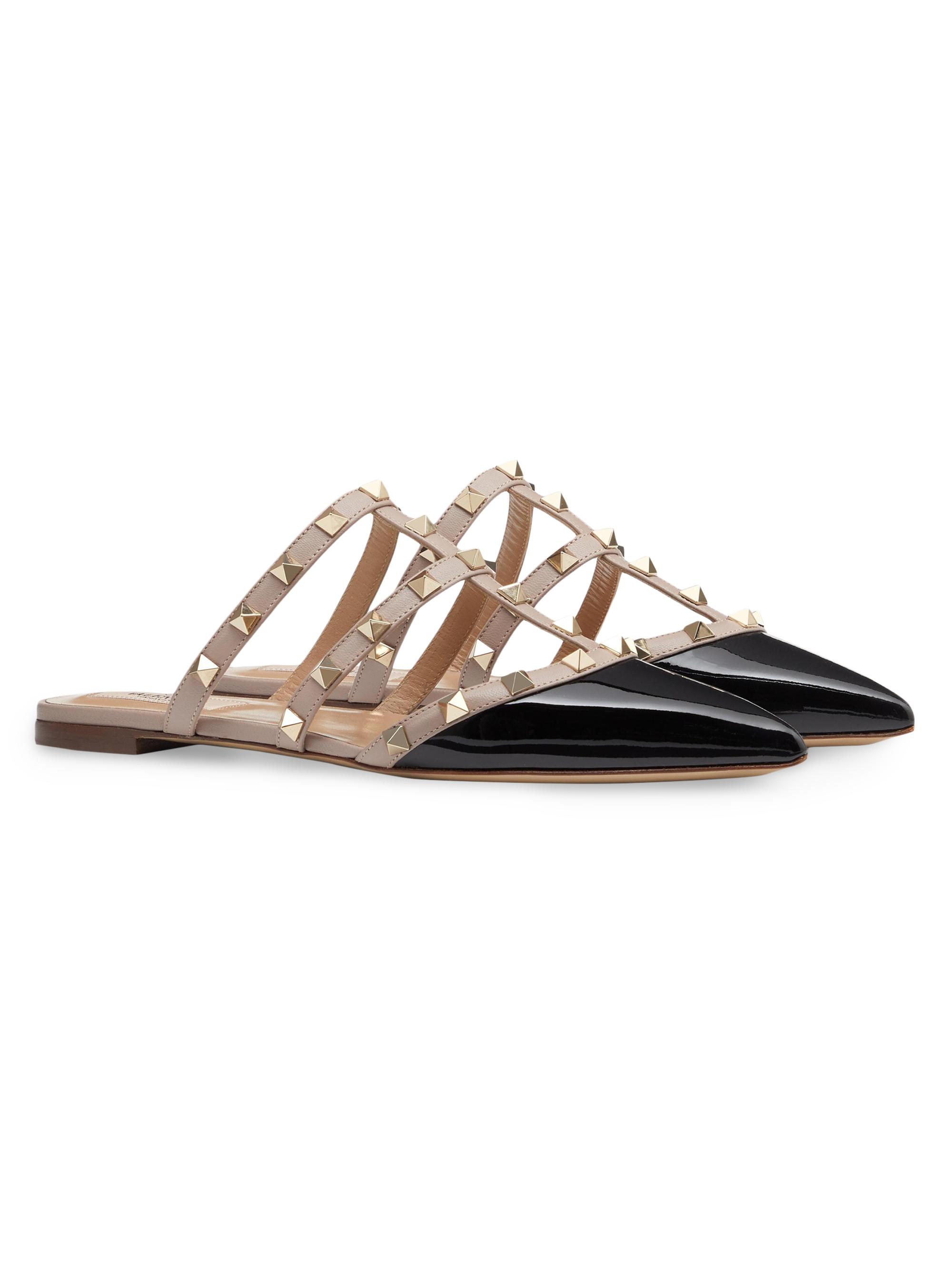 Valentino Garavani Rockstud Patent-Leather Mules | Saks Fifth Avenue