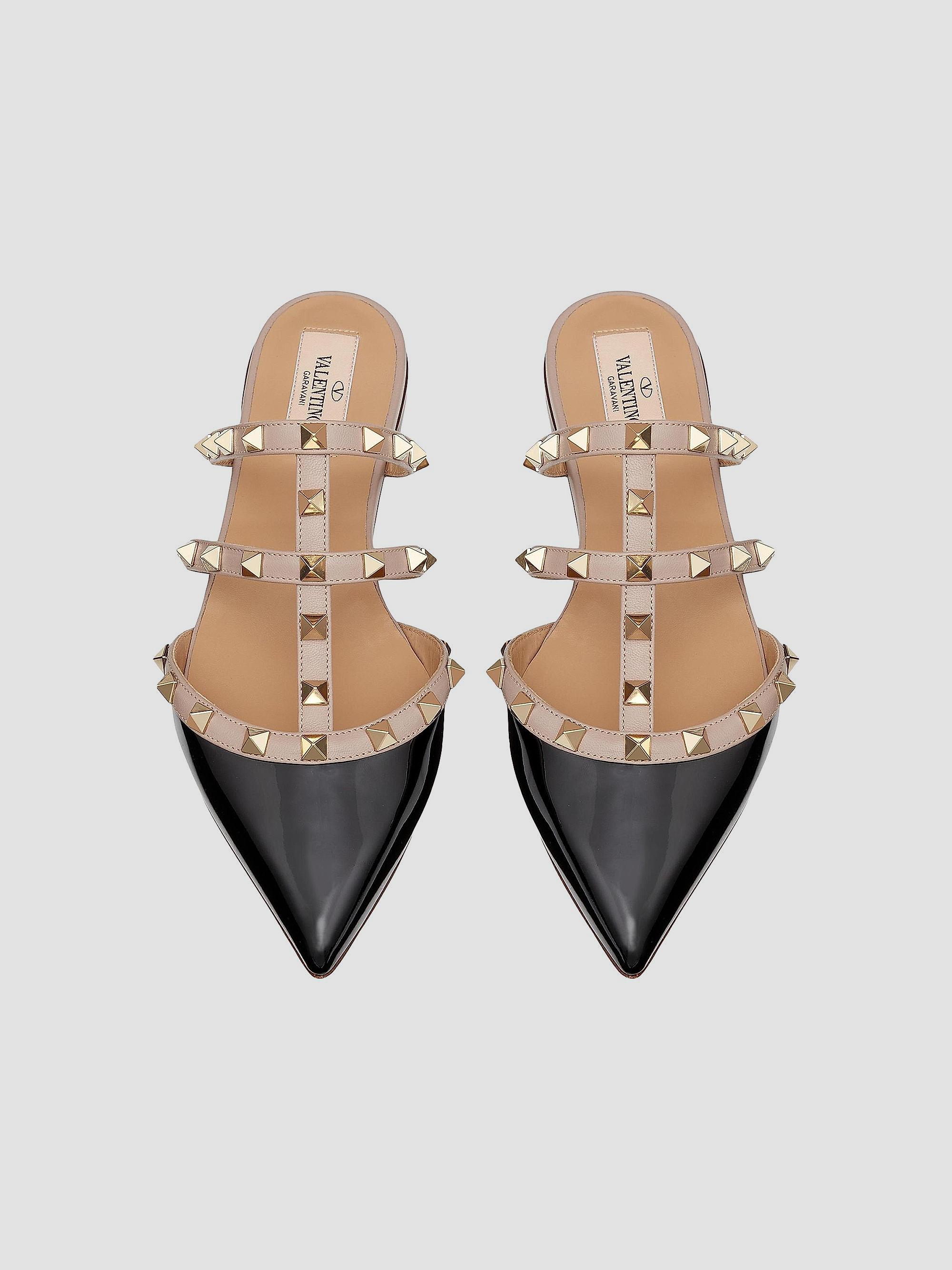Valentino Garavani Rockstud Patent-Leather Mules | Saks Fifth Avenue