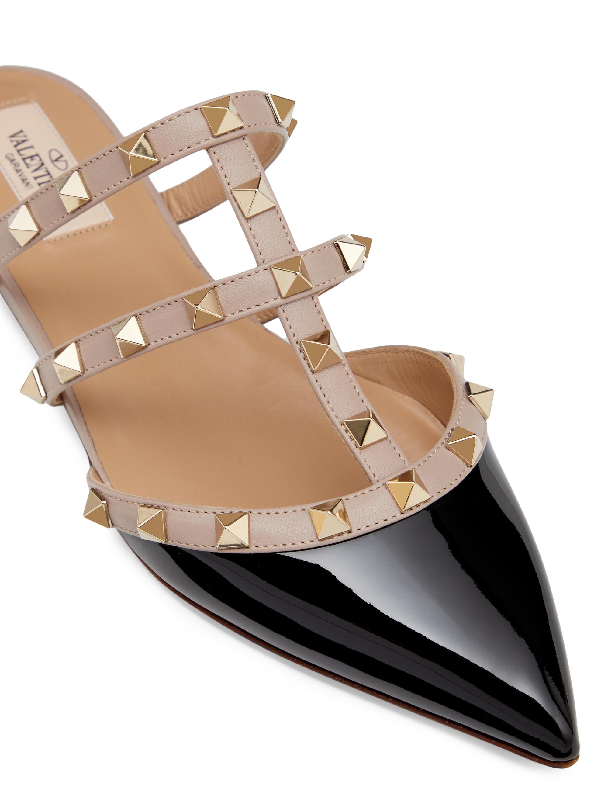 Valentino Garavani Rockstud Patent-Leather Mules | Saks Fifth Avenue
