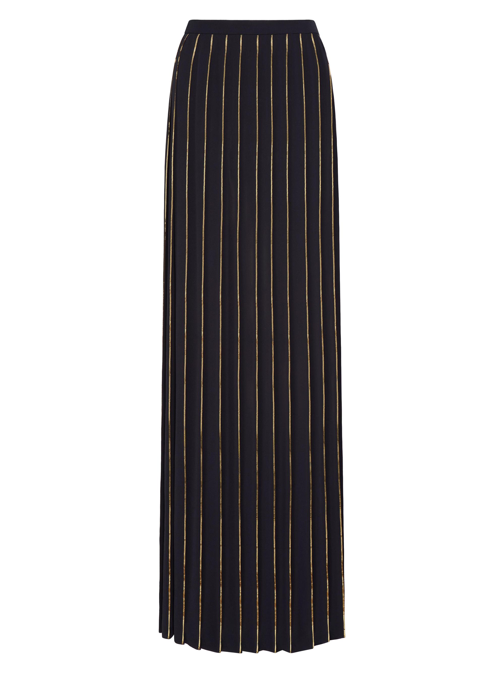 Valentino Garavani Women's Long Skirt in Embroidered Double Georgette - Navy Gold