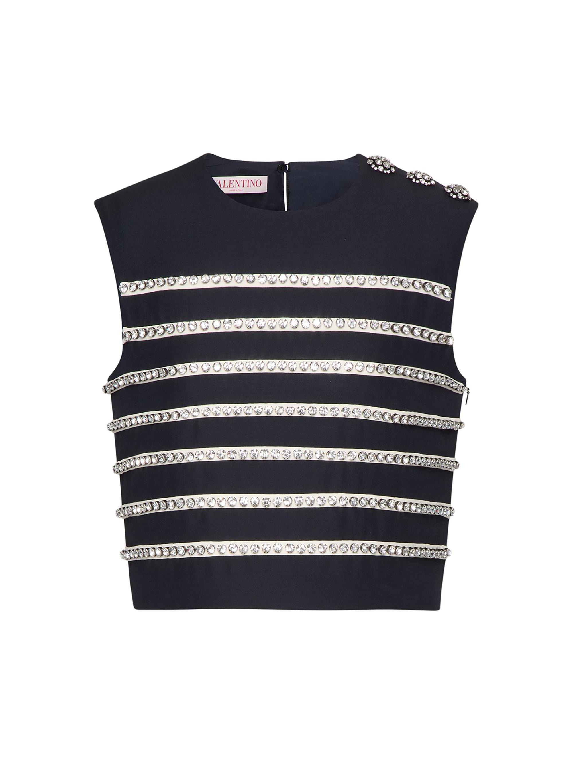 Valentino Garavani Women's Embroidered Crepe Couture Top - Navy