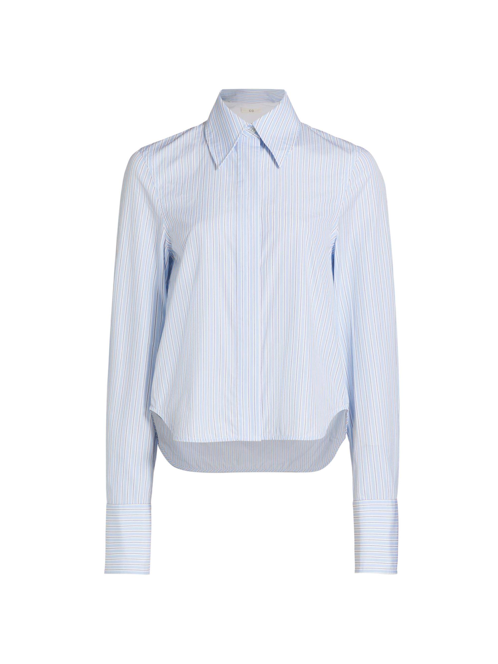 Co Women's Striped tton Long-Sleeve Shirt - Blue Stripe