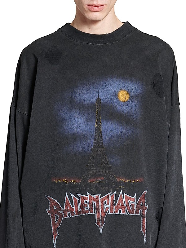 Shop Balenciaga Paris Moon Double Front Long Sleeve Shop Balenciaga Paris Moon Double Front Long Sleeve