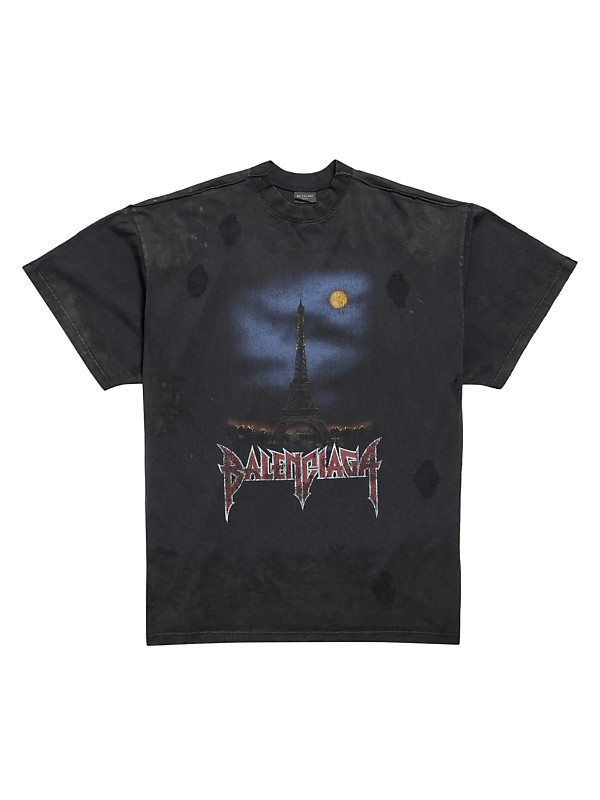 Shop Balenciaga Paris Moon Double Front Oversized T-Shirt Shop Balenciaga Paris Moon Double Front Oversized T-Shirt