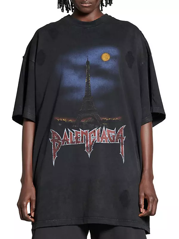Shop Balenciaga Paris Moon Double Front Oversized T-Shirt Shop Balenciaga Paris Moon Double Front Oversized T-Shirt
