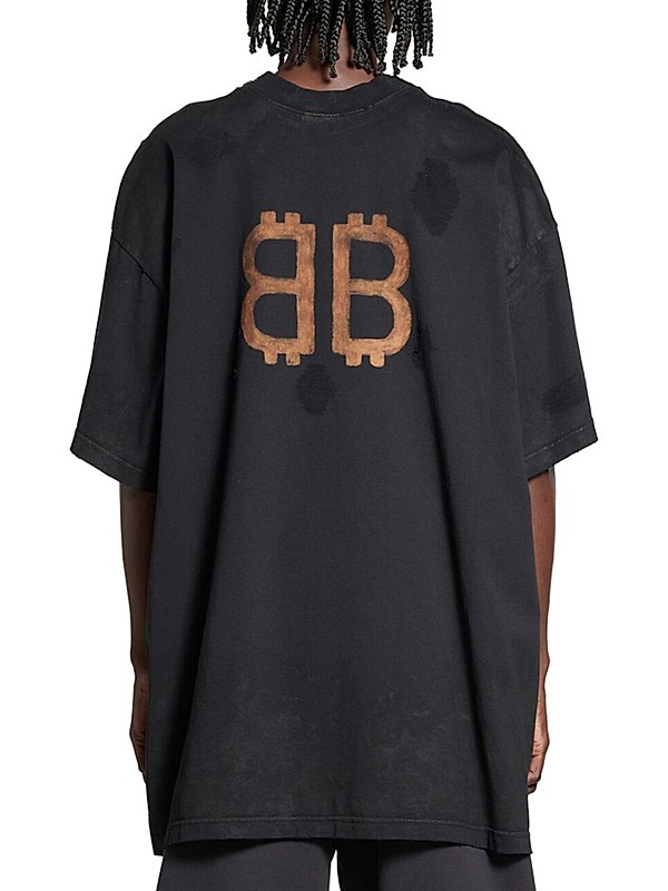 Shop Balenciaga Paris Moon Double Front Oversized T-Shirt Shop Balenciaga Paris Moon Double Front Oversized T-Shirt