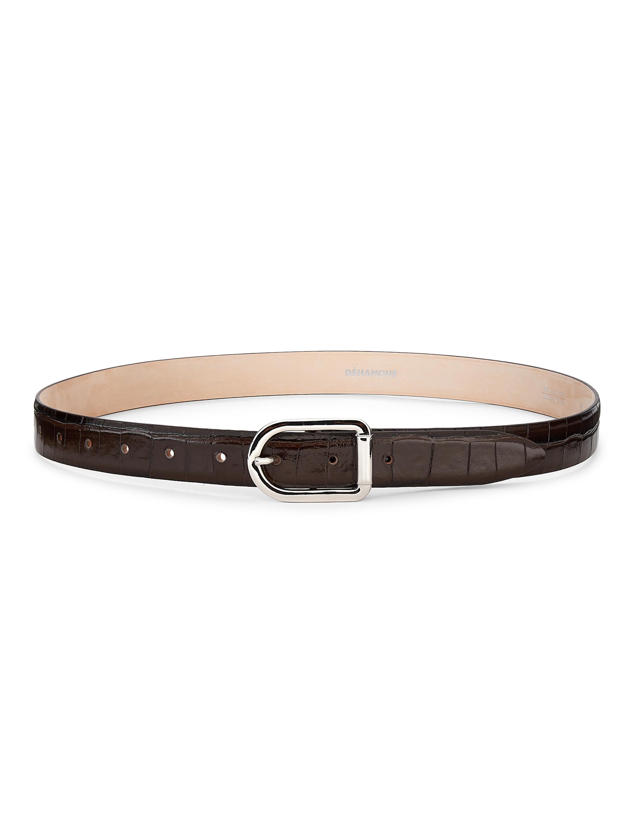 Mija Croc-Embossed Patent Leather Belt