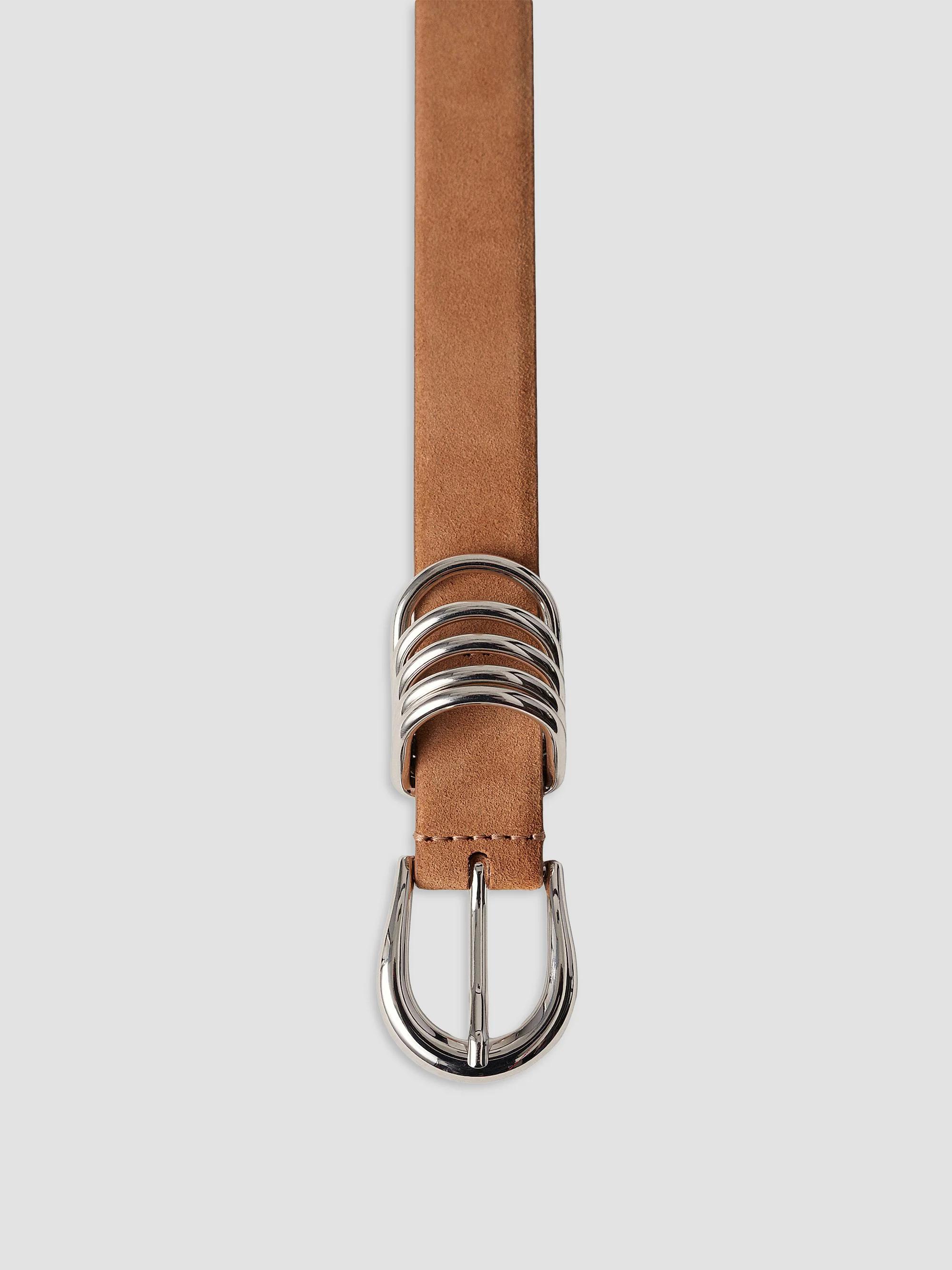 Déhanche Hollyhock Caramel Suede and Silver Belt S Déhanche Hollyhock Suede D-Ring Belt | Saks Fifth Avenue main image 4