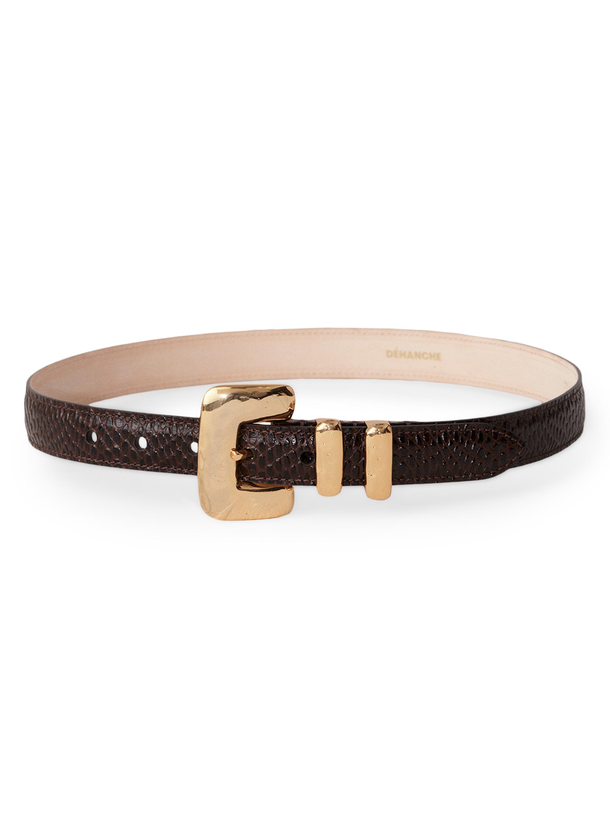 Déhanche Women's Tetra Leather Belt - Tobacco Viper Gold