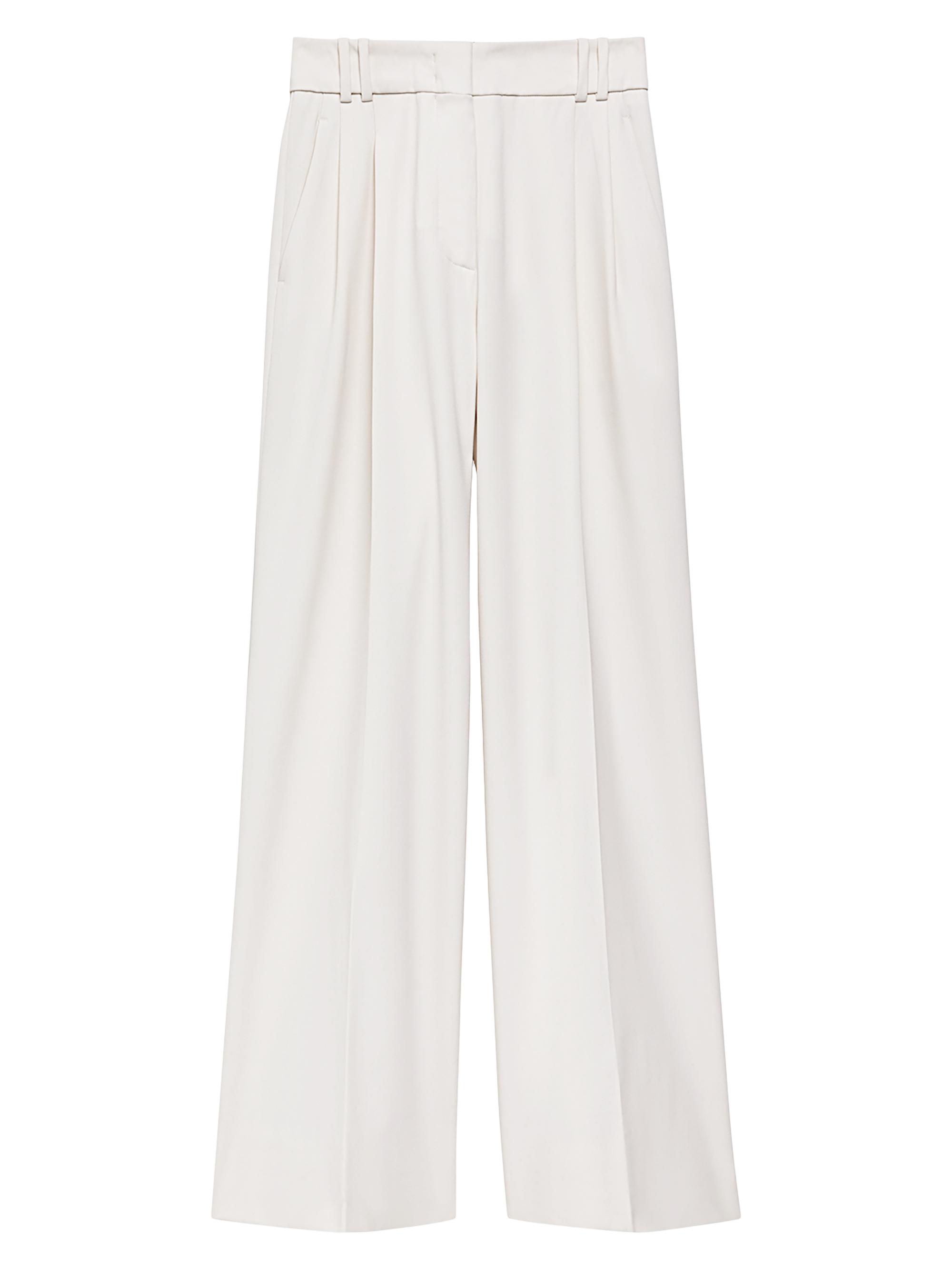 Another Tomorrow Women's Pleated Wool Twill Trousers - Vanilla