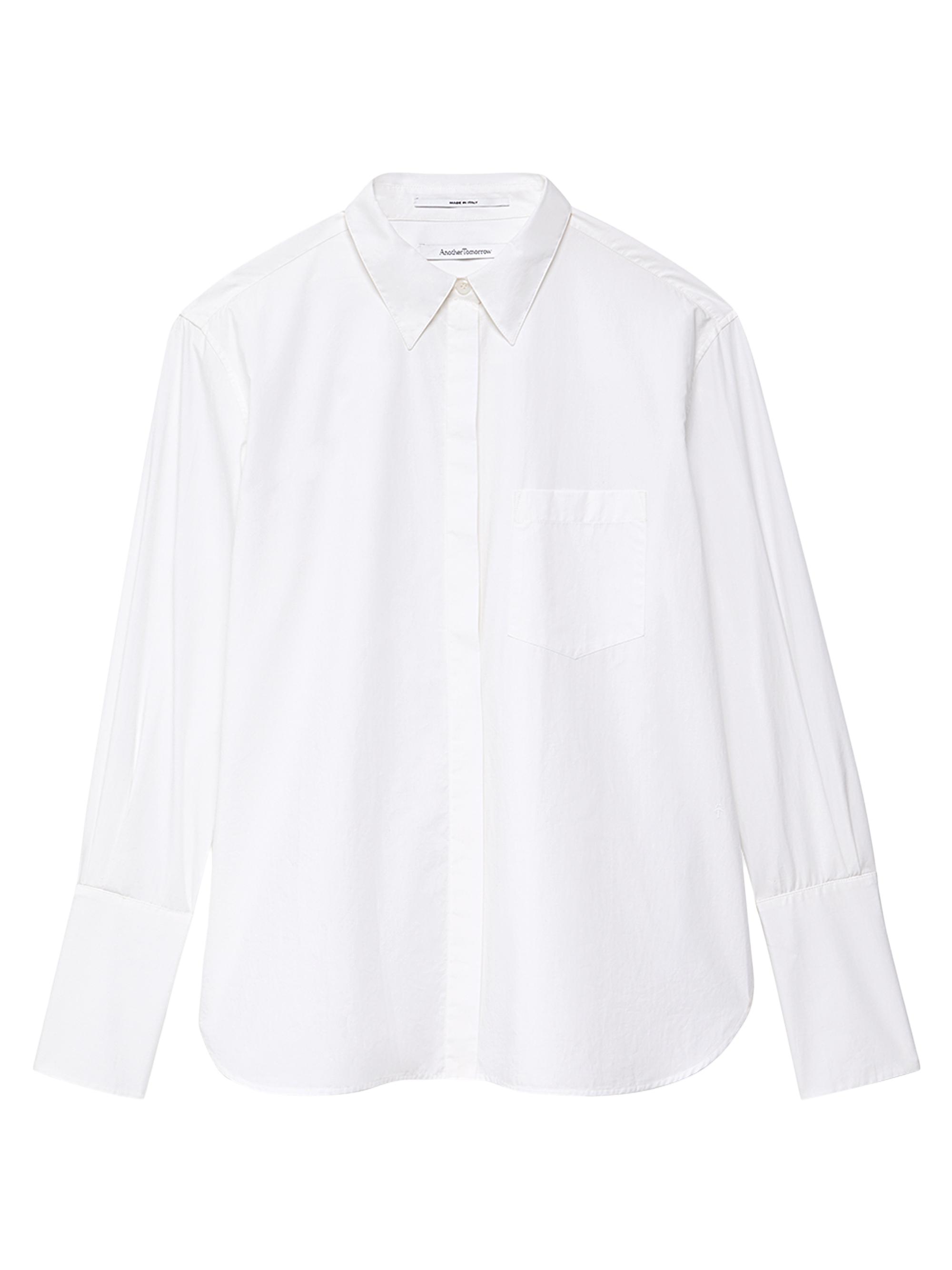 Another Tomorrow Women's Tailored Cotton Poplin Shirt - White