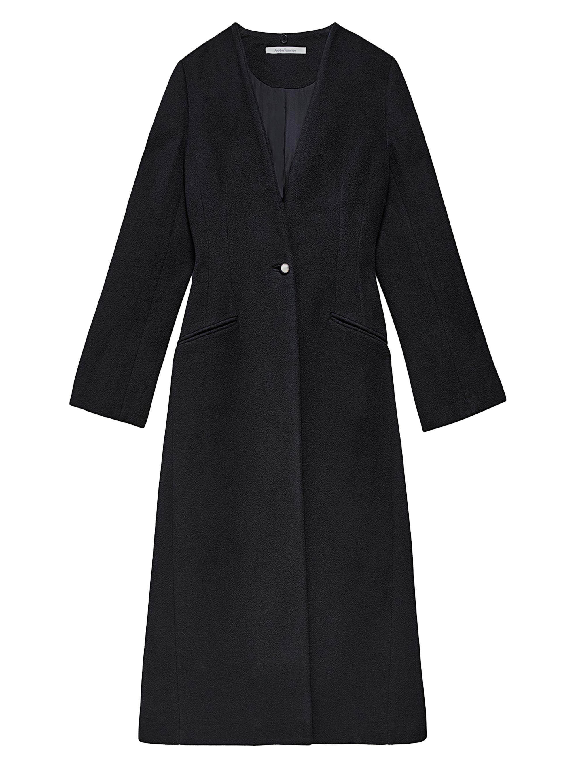 Another Tomorrow Women's DeepV-Neck Cashmere Scarf Coat - Black