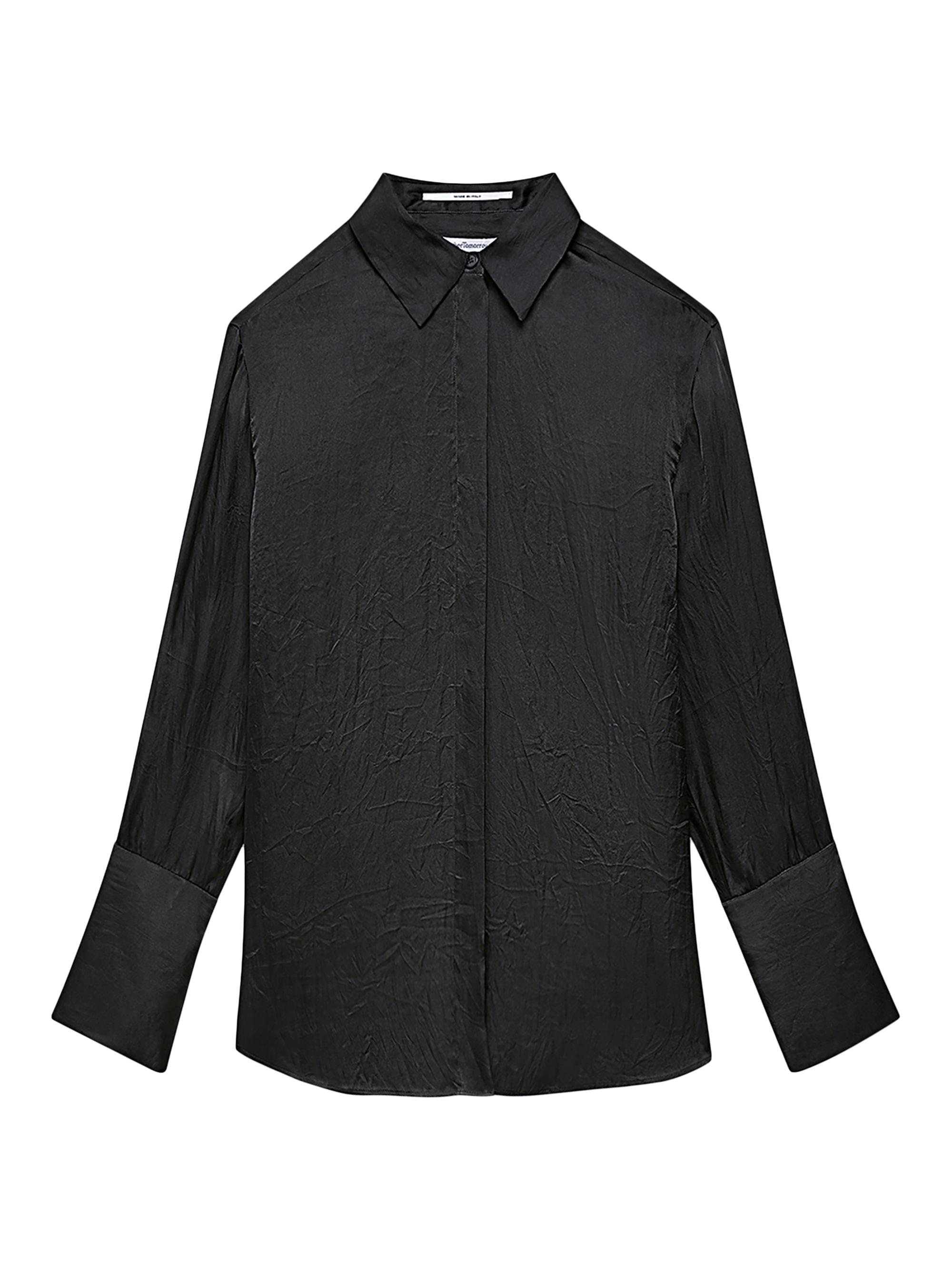 Another Tomorrow Women's Oversized Silk Shirt - Black