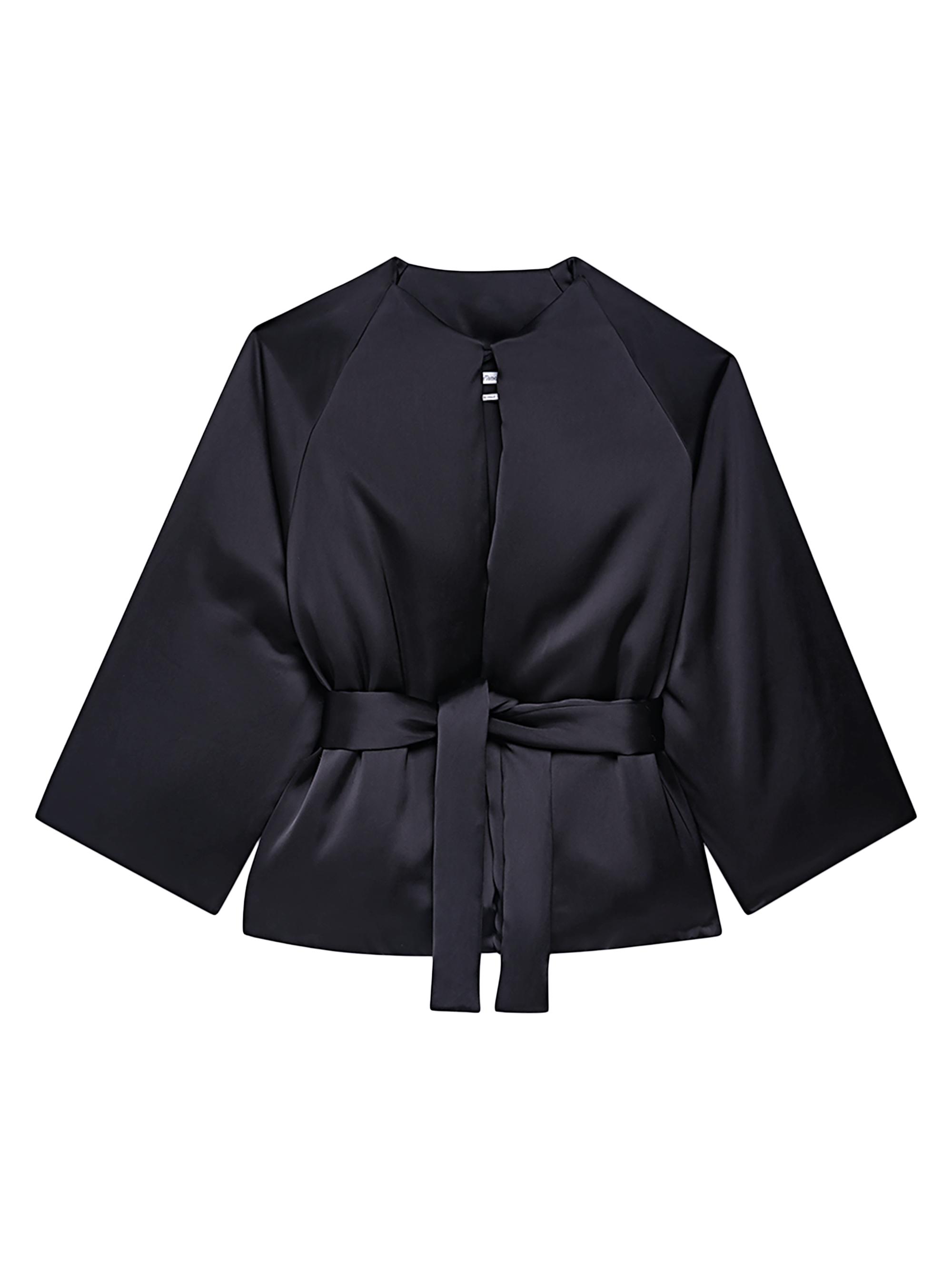 Another Tomorrow Women's Padded Wrap Coat - Black