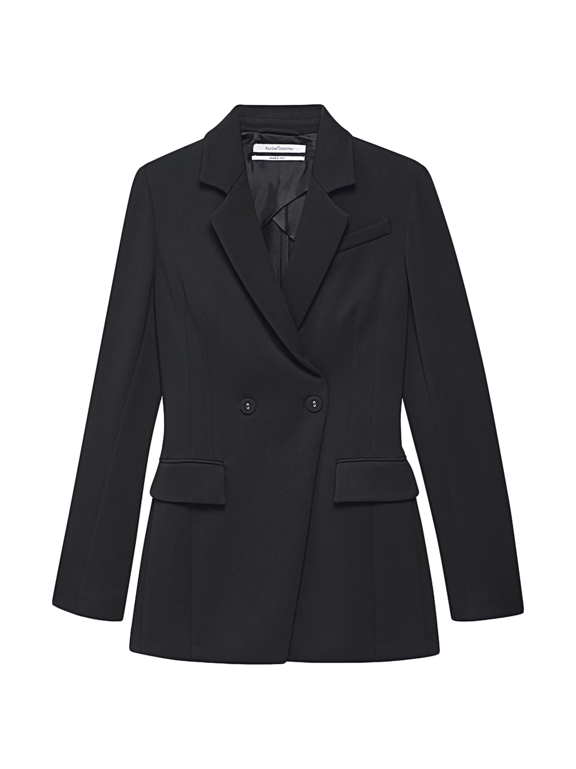 Another Tomorrow Women's Jersey Double-Breasted Jacket - Black