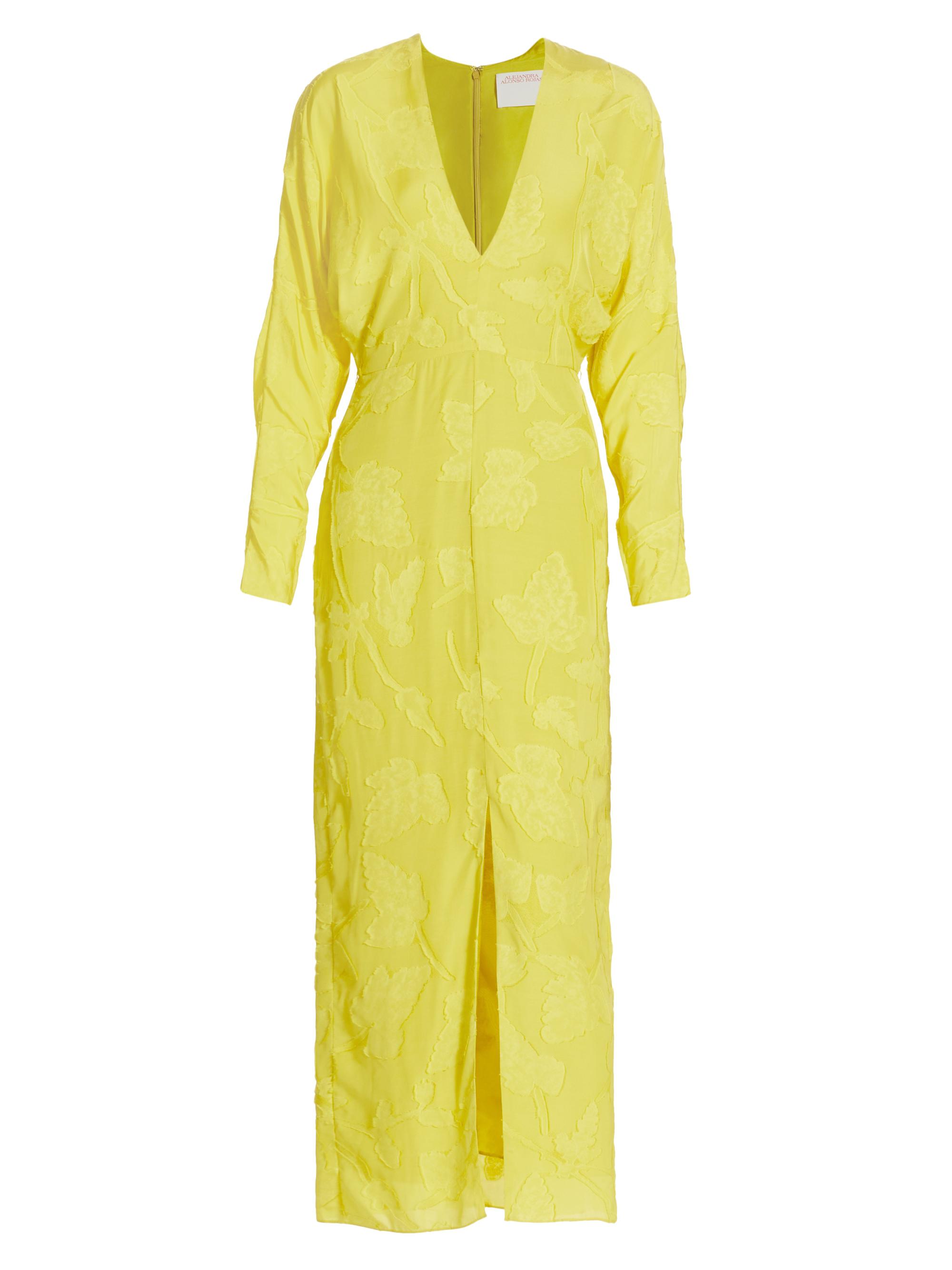 Alejandra Alonso Rojas Women's Fil Coupé V-Neck Cocktail Dress - Chartreuse