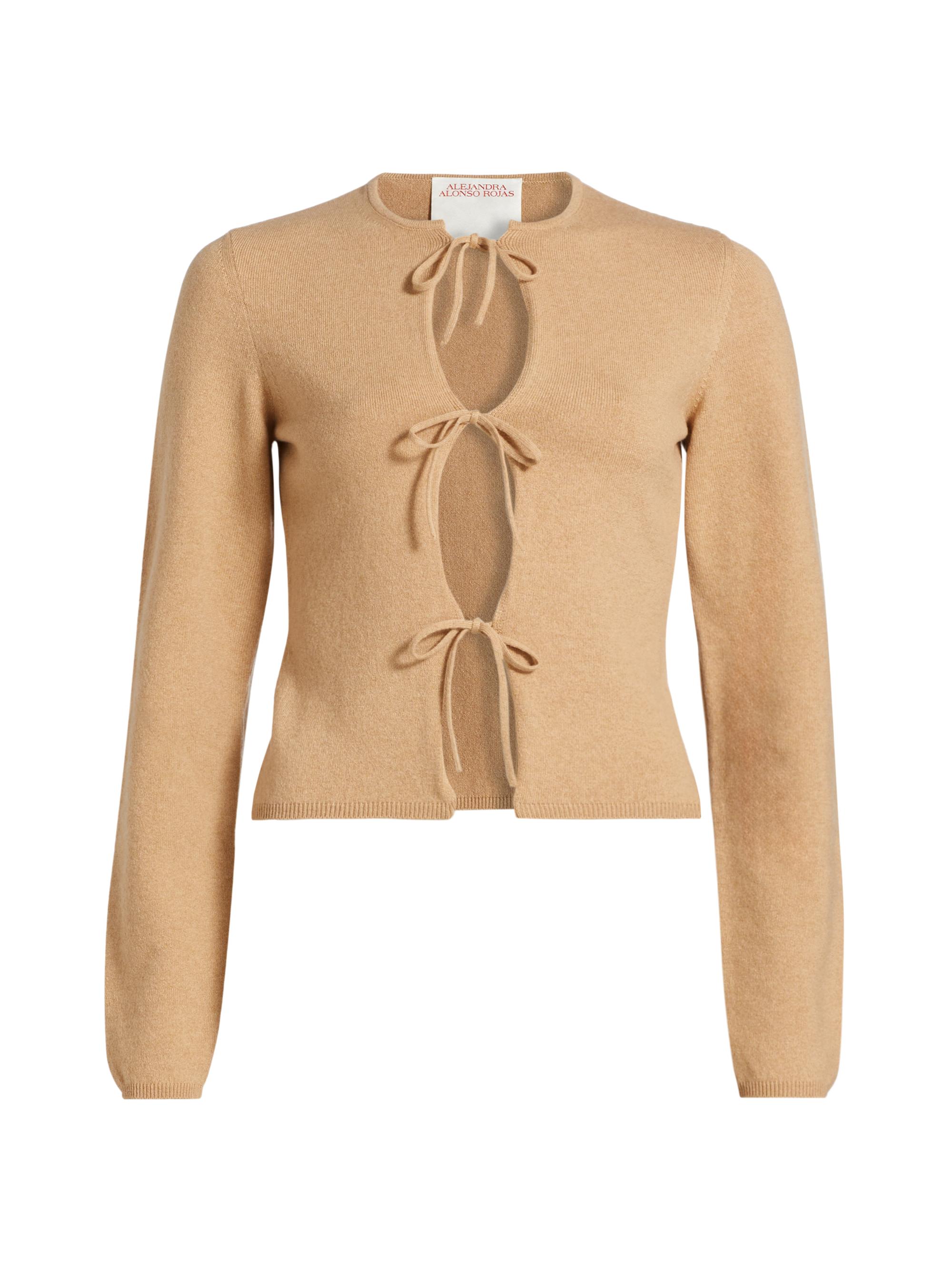 Alejandra Alonso Rojas Women's Cashmere Tie-Front Cardigan - Camel