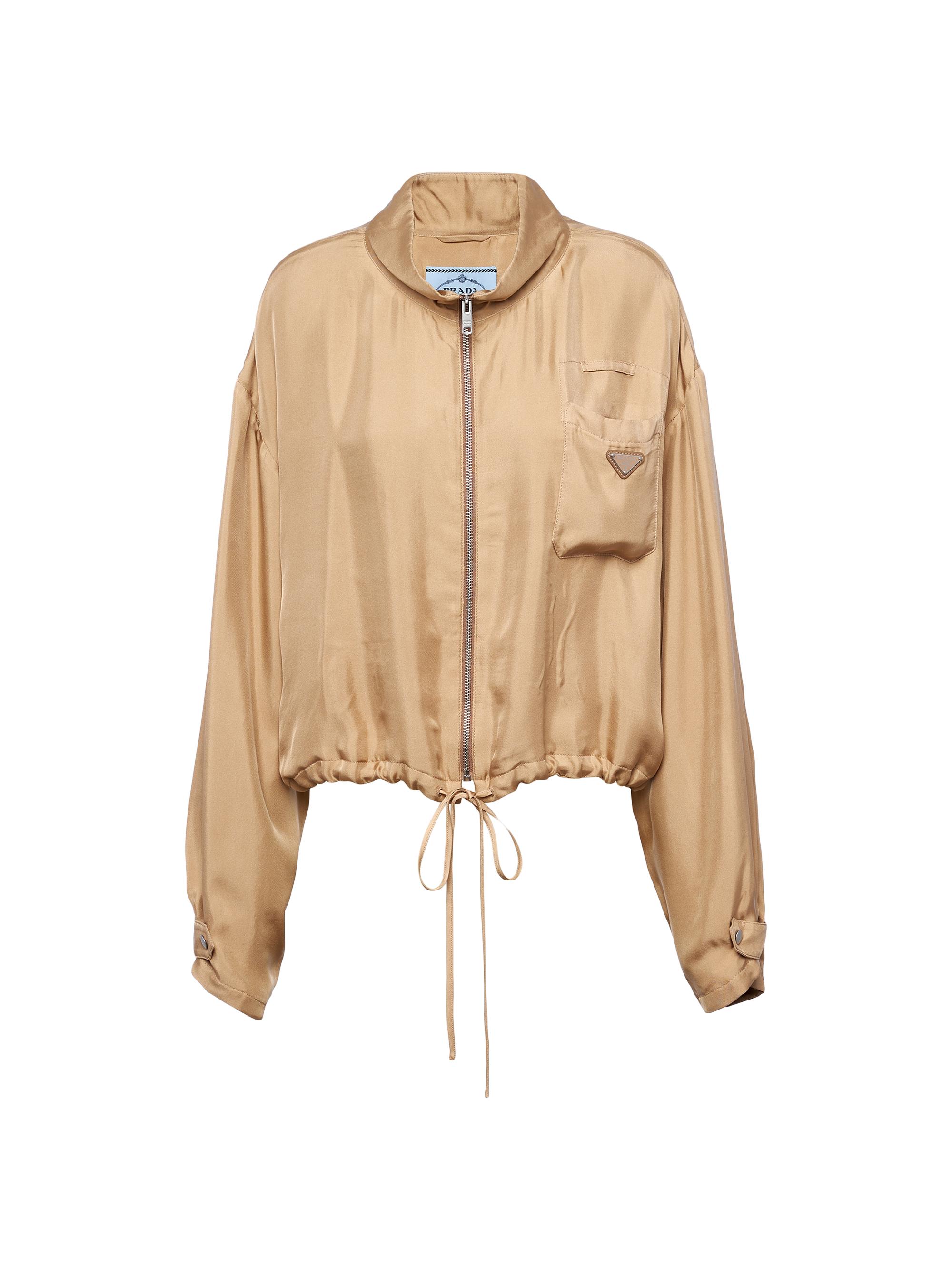 Prada Women's Silk Twill Blouson Jacket - Beige Khaki