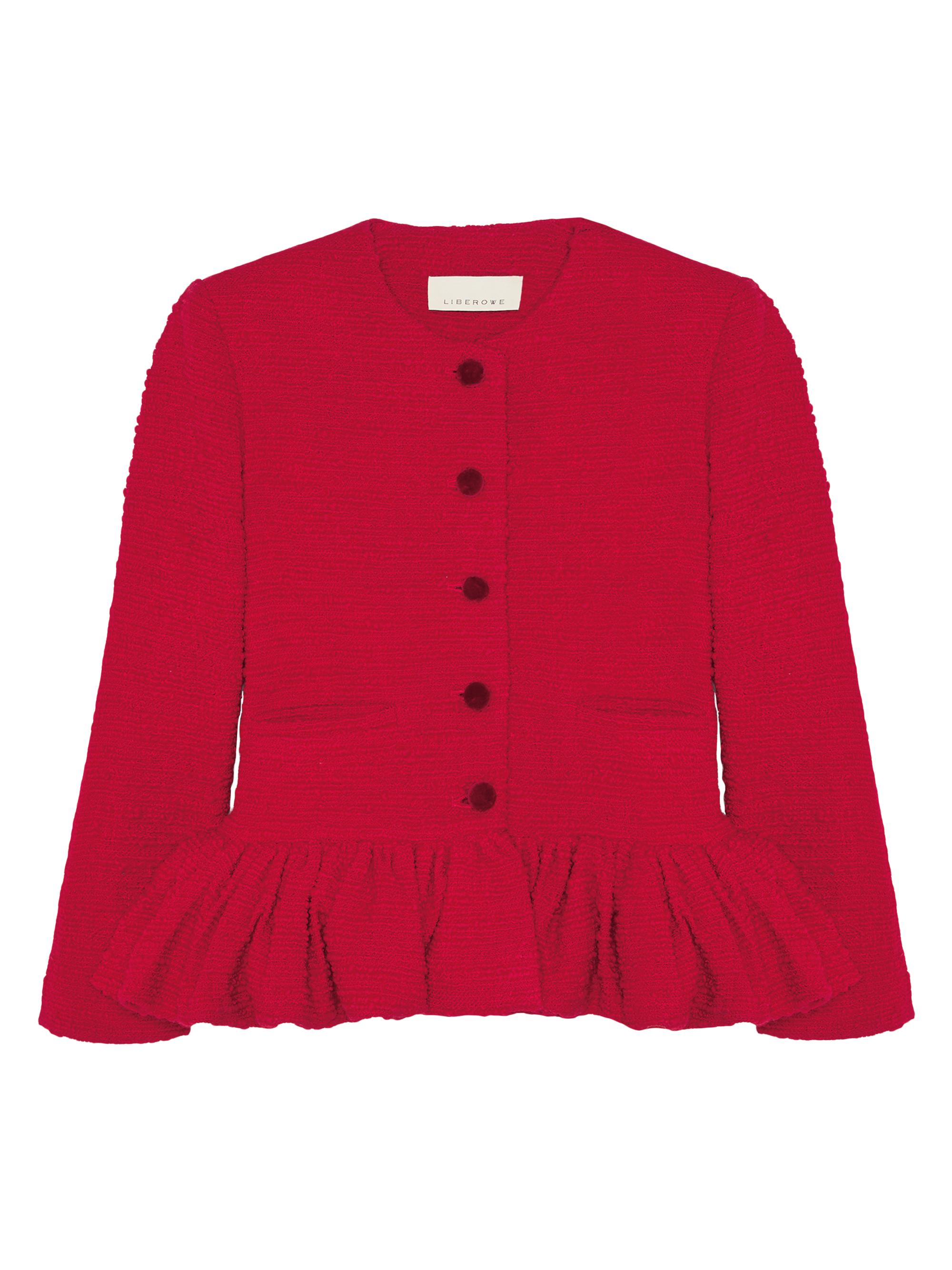 Liberowe Women's Tweed Peplum Jacket - Red