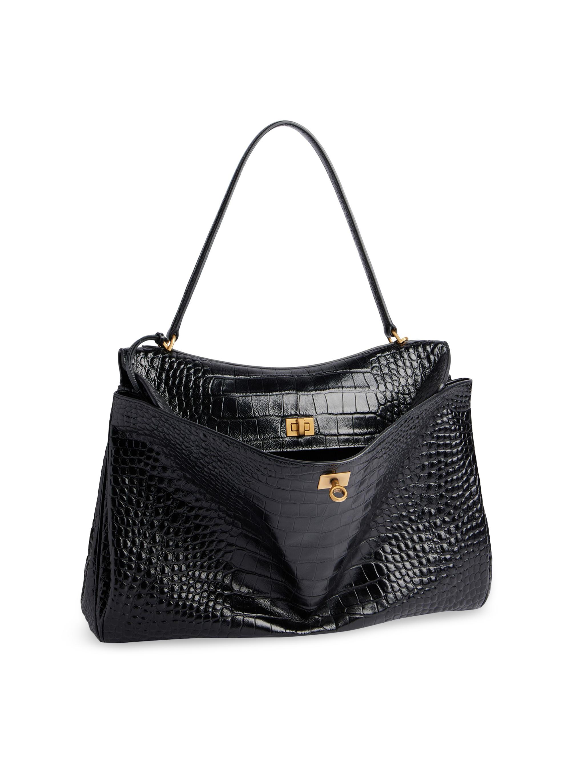Balenciaga Rodeo Large Handbag Crocodile Embossed | Saks Fifth Avenue