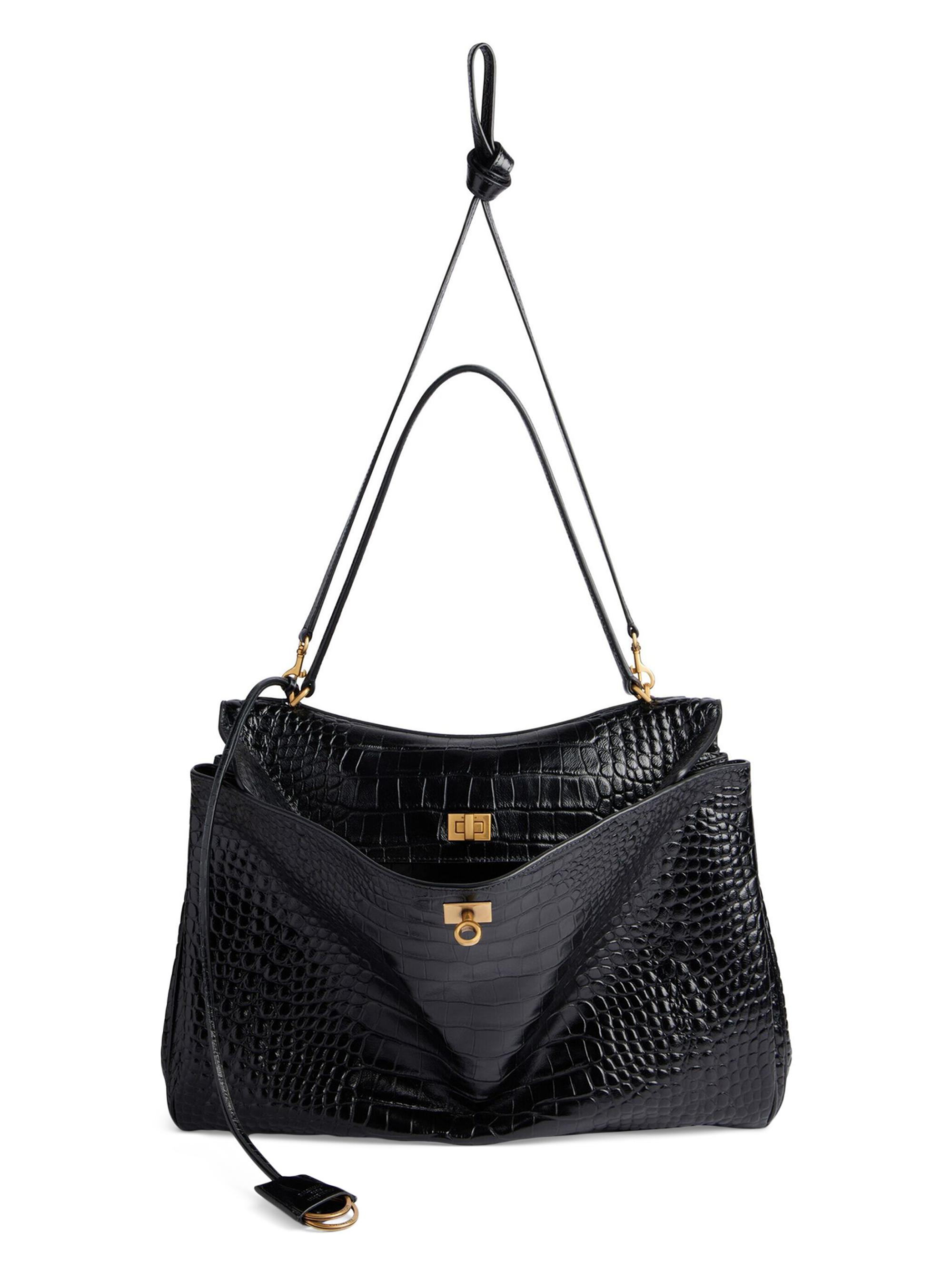 Balenciaga Rodeo Large Handbag Crocodile Embossed | Saks Fifth Avenue