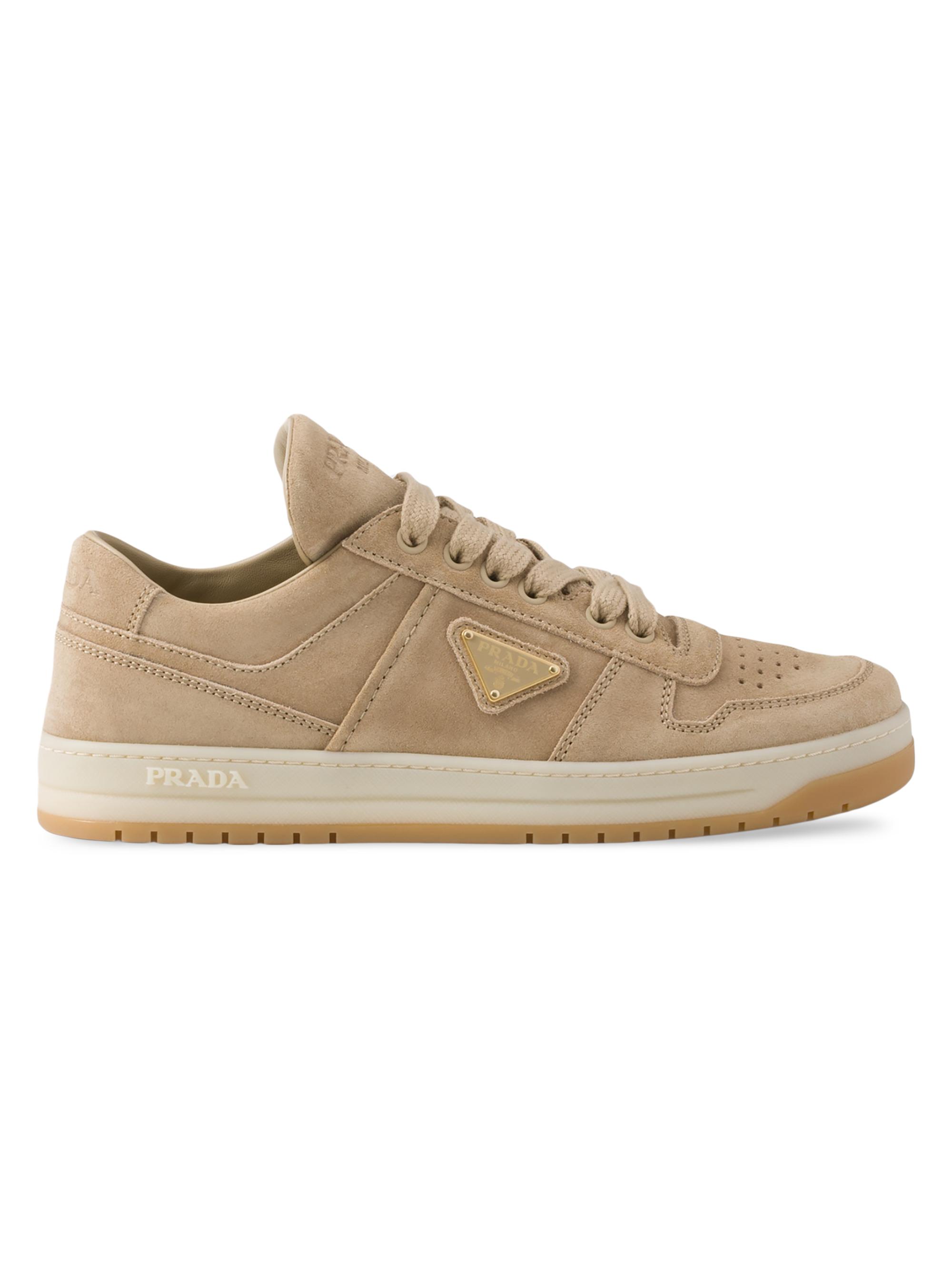 Prada Women's Downtown Suede Sneakers - Beige Khaki