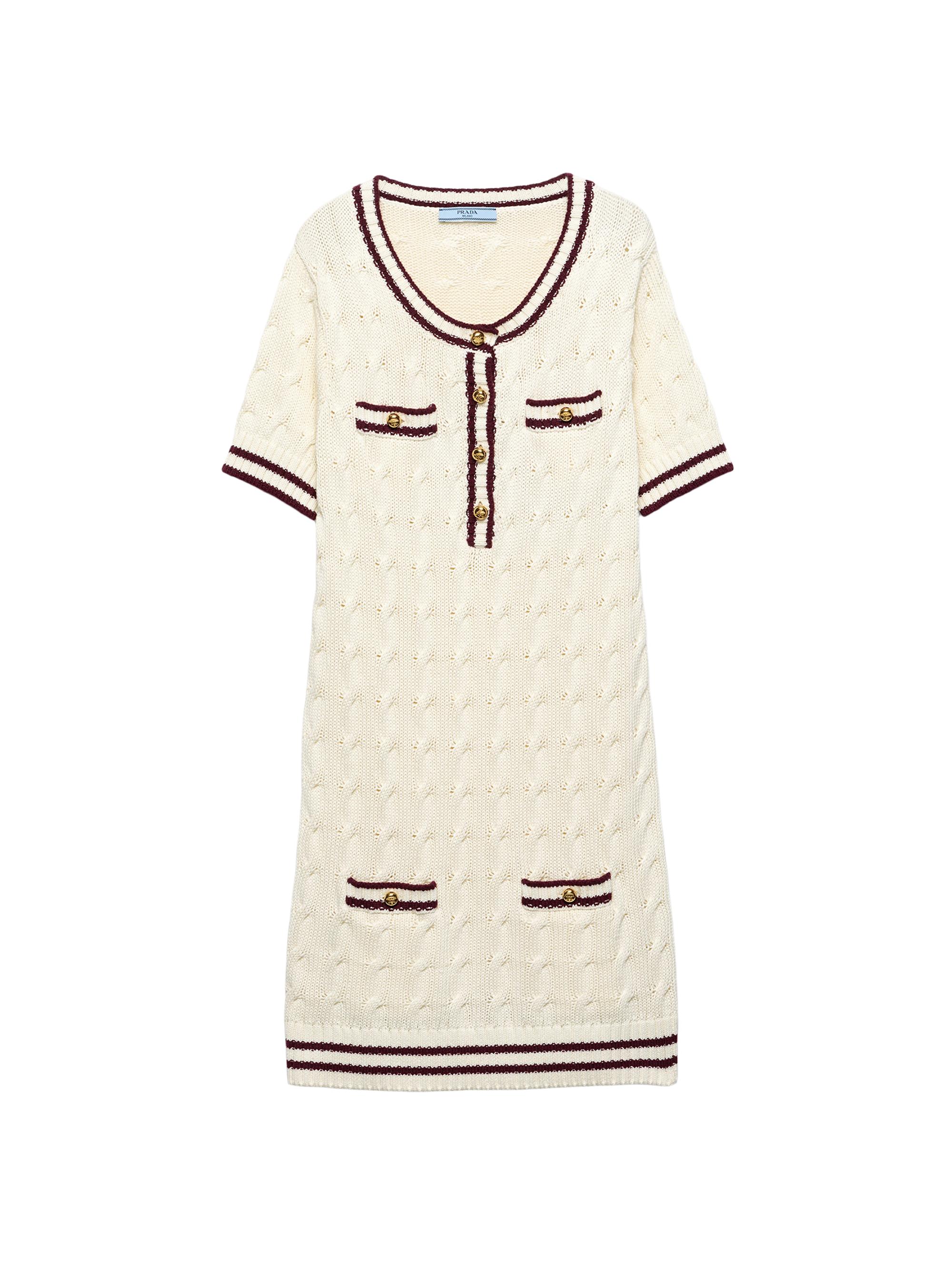 Prada Women's Round Neck Cotton Mini-Dress - White