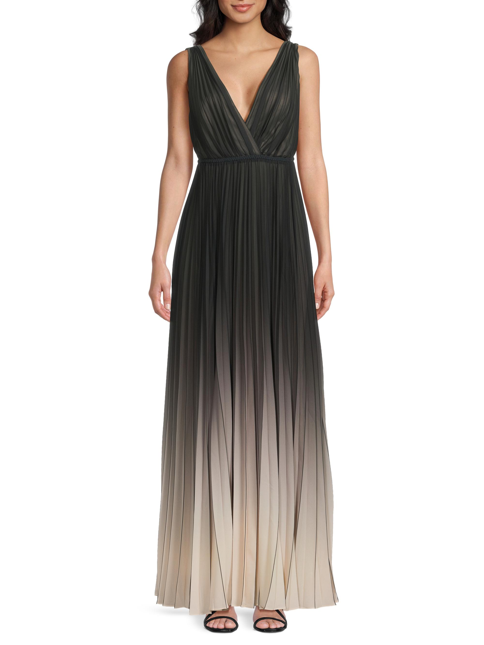 long black slit dress Prisella Beige to Black Ombre One-Shoulder Gown, Elegant Occasionwear main image 0