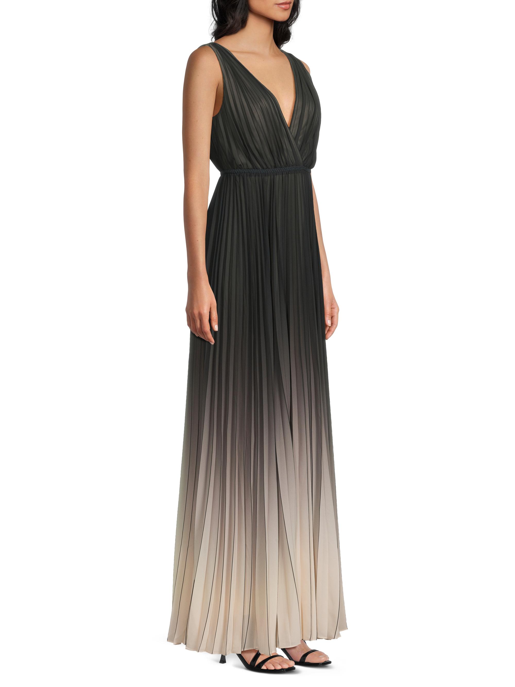 blue dress for baby girl SL Fashions Ombré Satin Bow Sash Gown - Black/Champagne main image 0