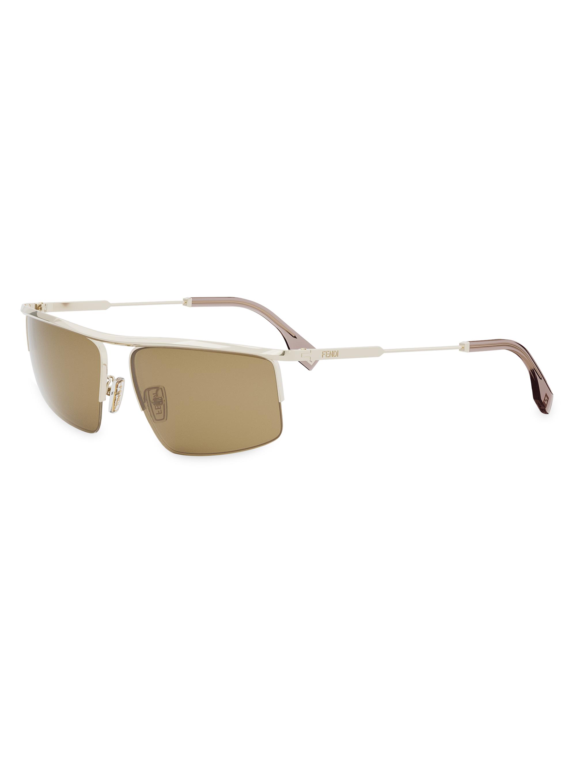 Fendi Men's  Travel 60MM Geometric Sunglasses - Brown Light Gold