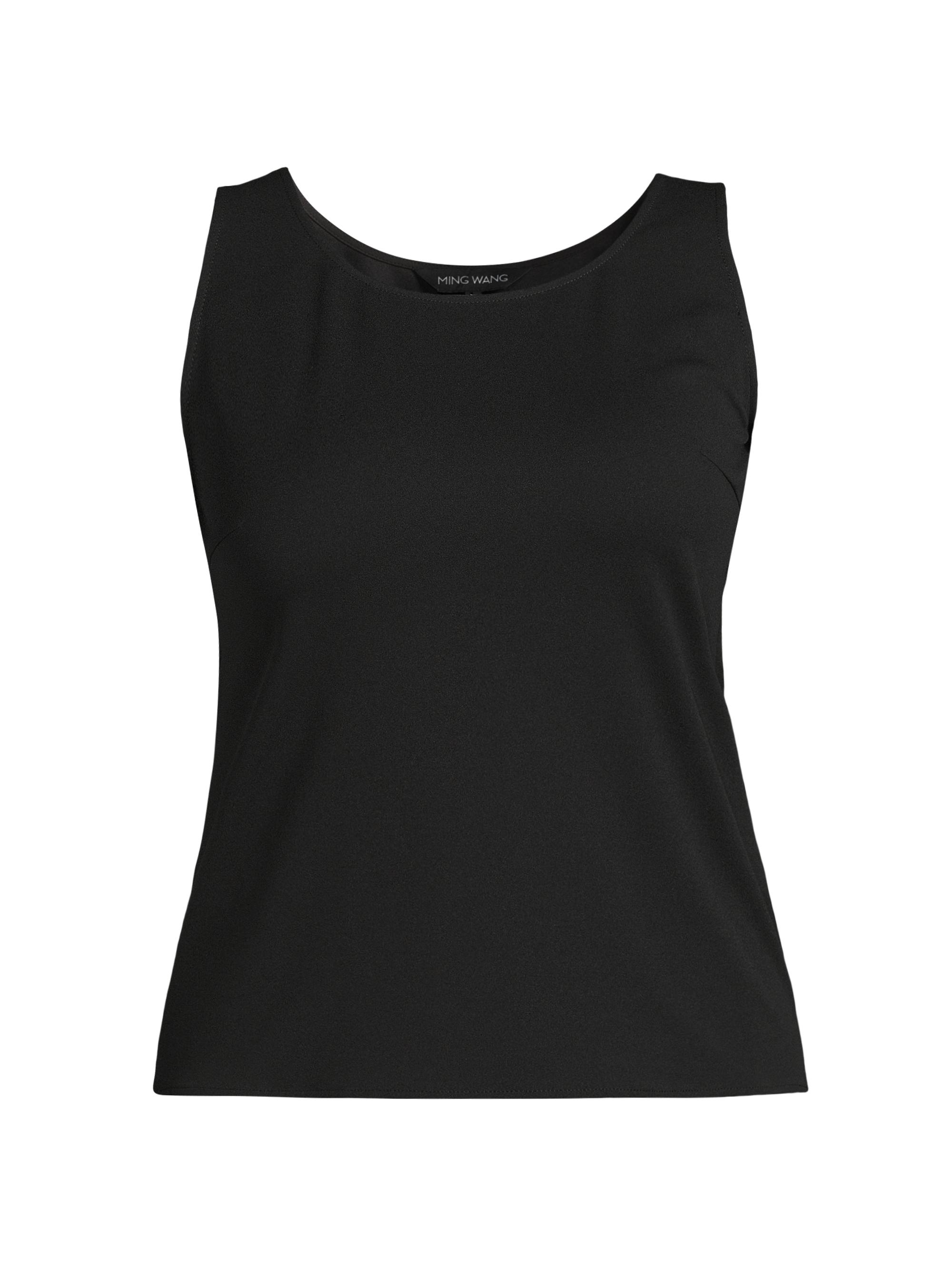 Ming Wang Women's Plus Stretch Crepe Scoopneck Tank Top - Dark Umber