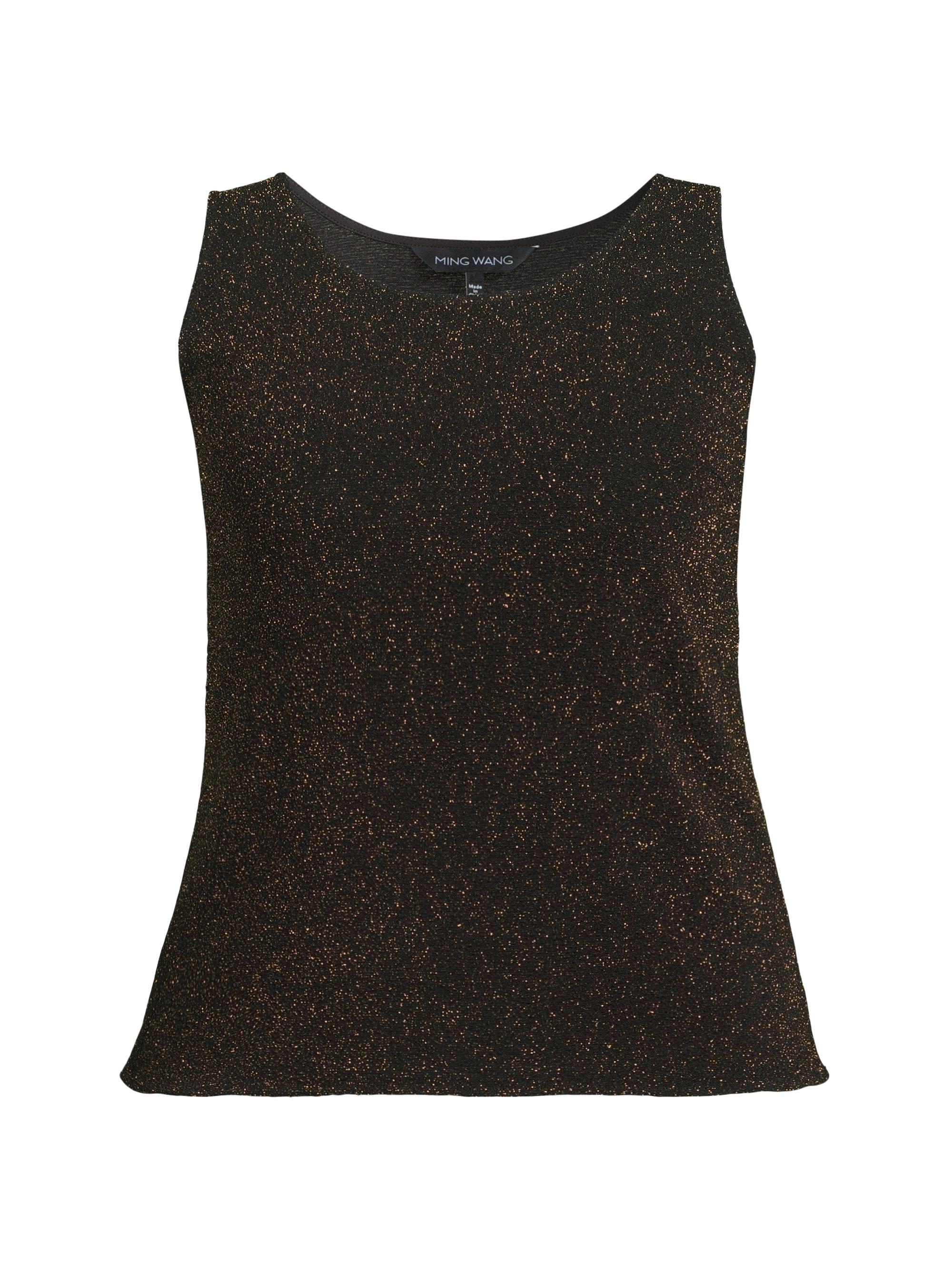 Ming Wang Women's Shimmer Scoopneck Tank - Black Gold