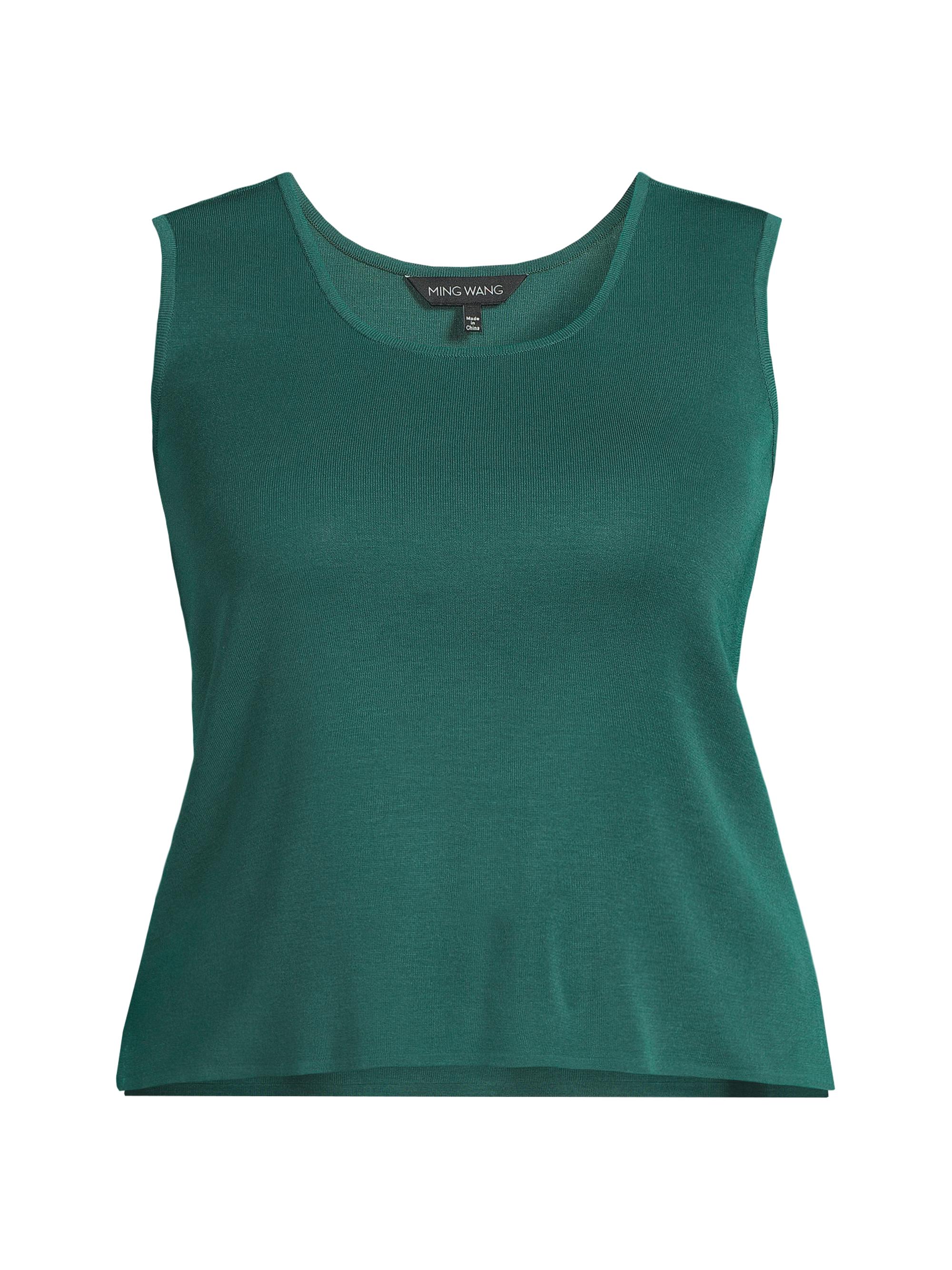 Ming Wang Women's Plus Jersey Scoopneck Tank - Forest Veridian