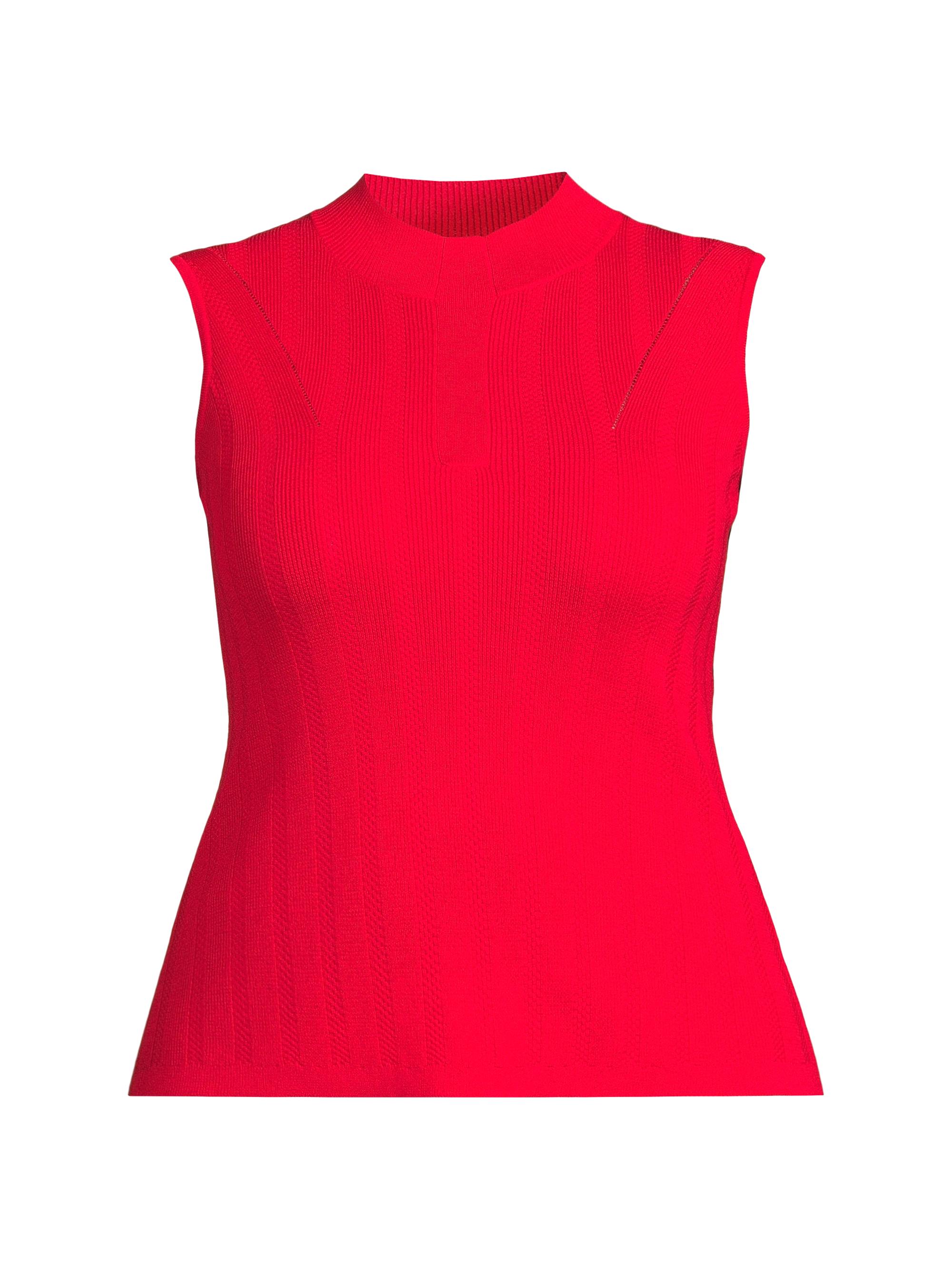 Ming Wang Women's Rib-Knit Sleeveless Top - Dusk Red