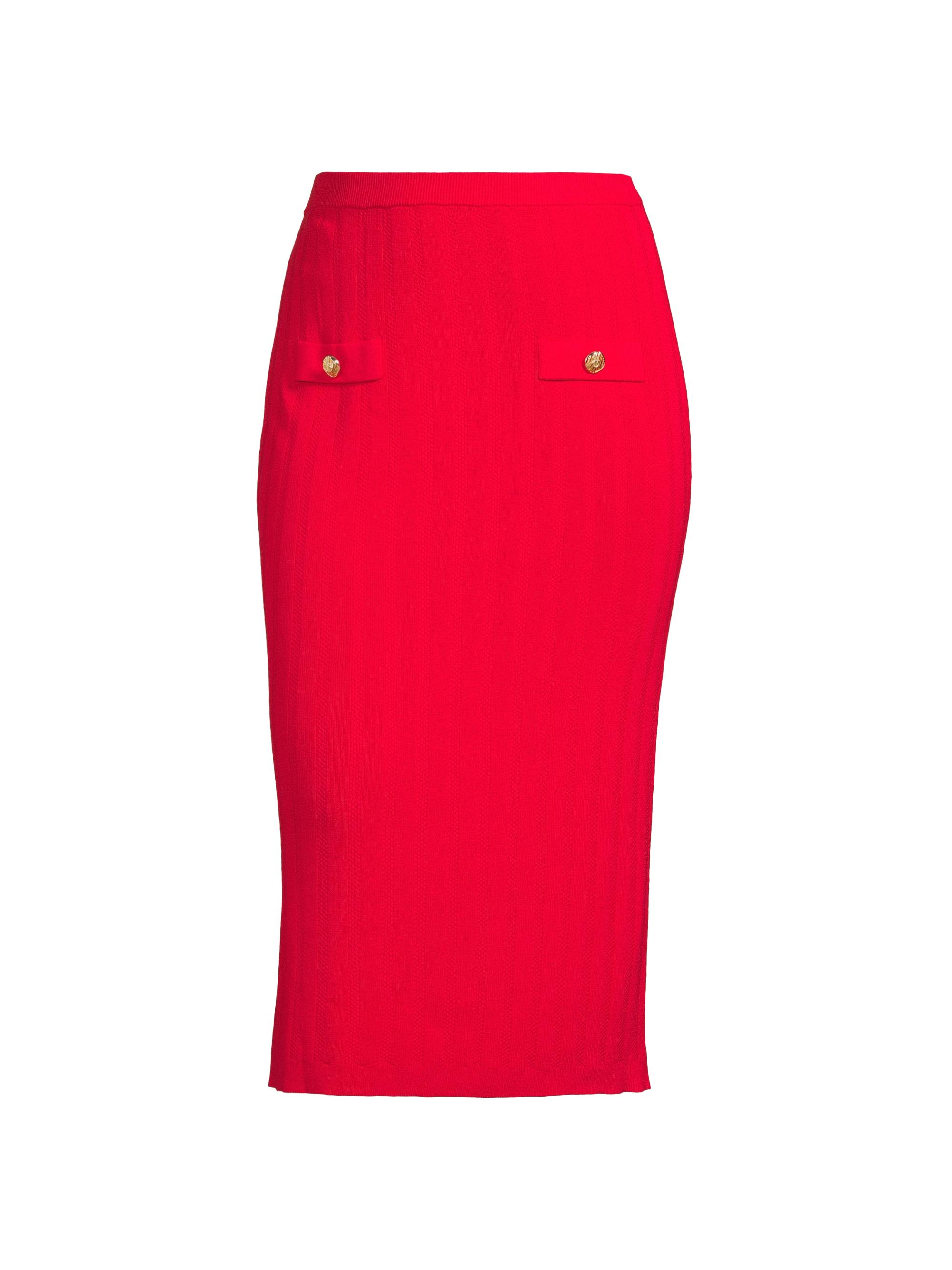 Ming Wang Women's Rib-Knit Pencil Skirt - Dusk Red