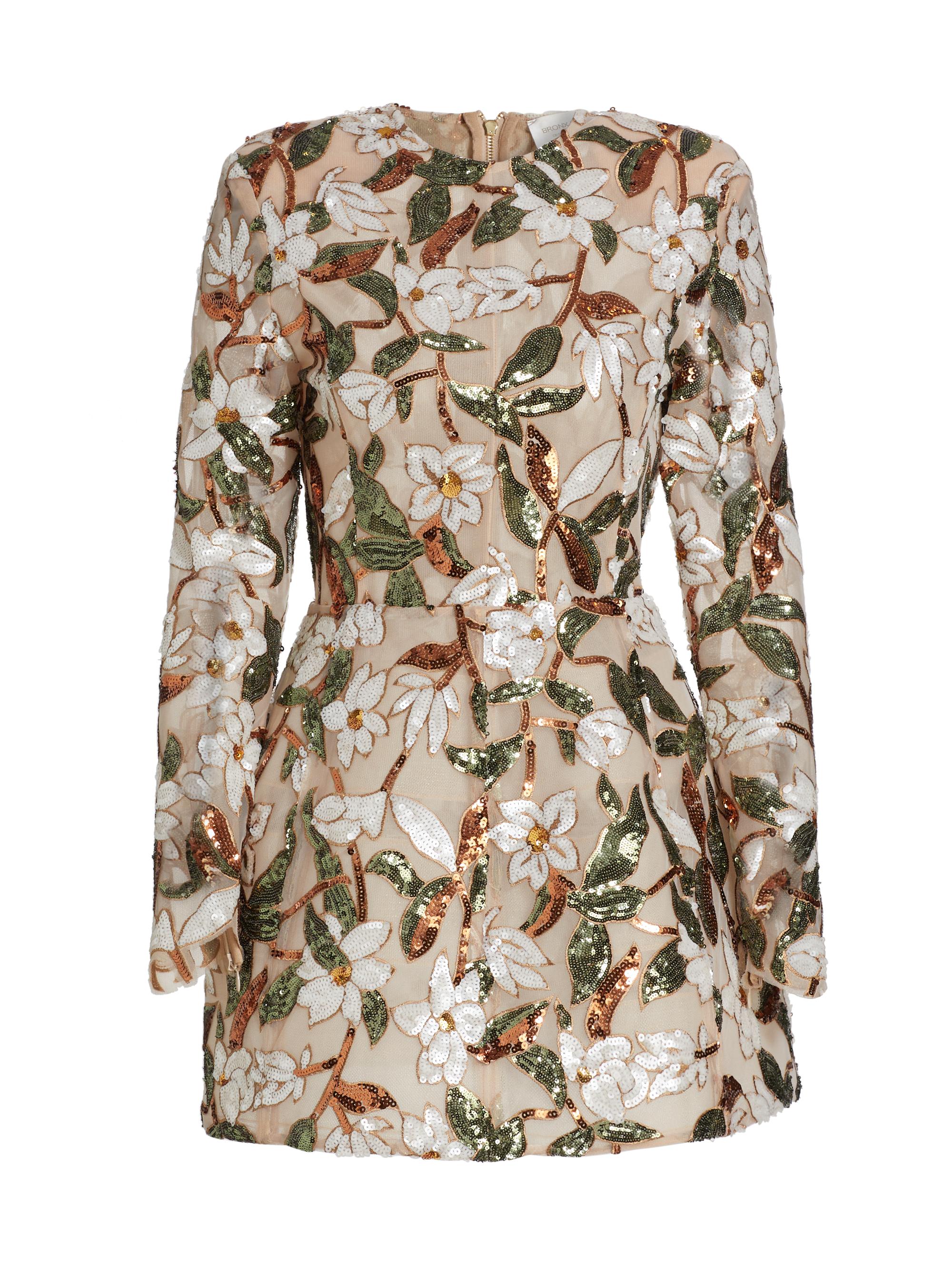 Bronx and Banco Women's Magnolia Floral Sequined Minidress - Silver Multi