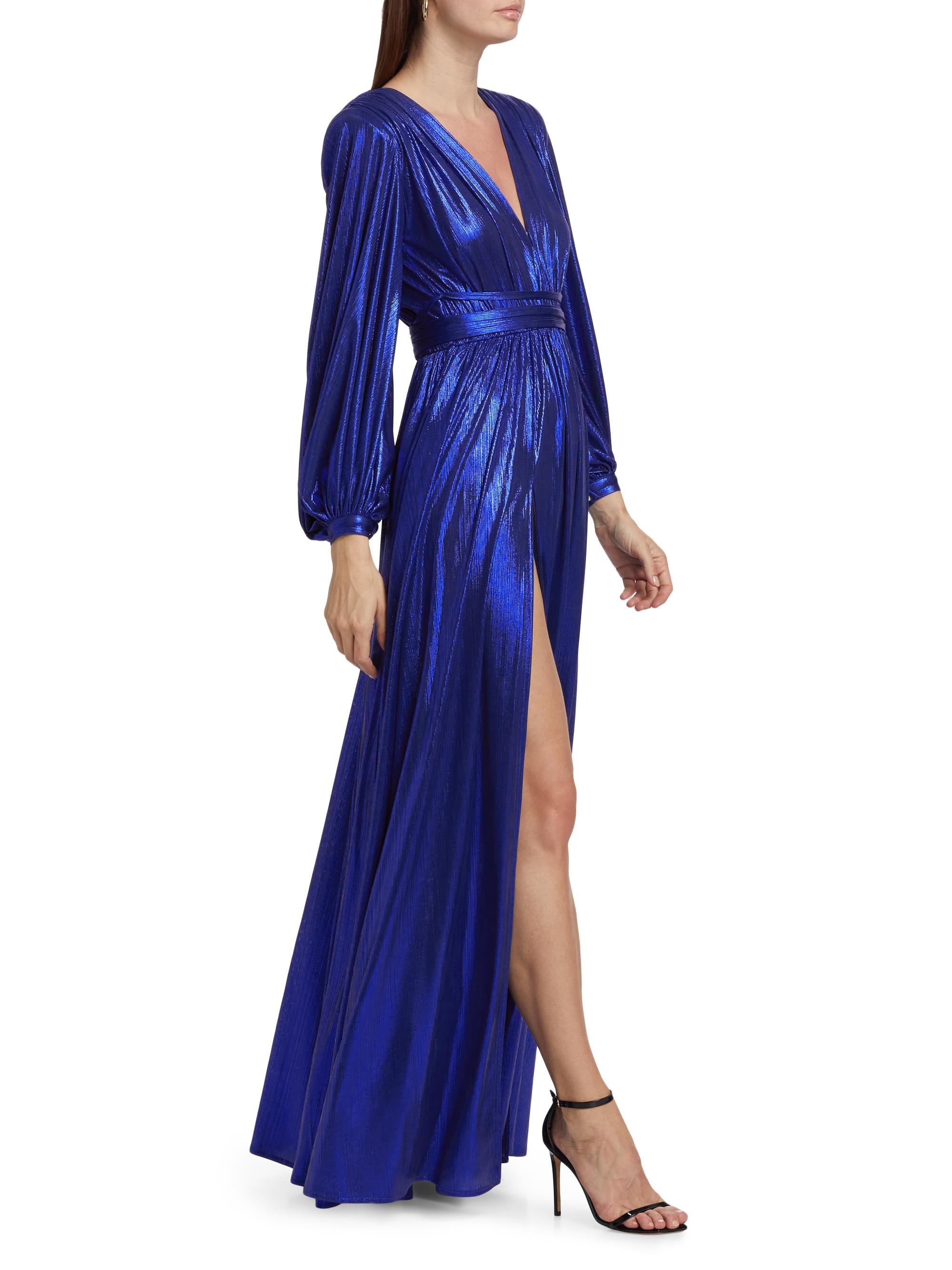 Bronx and Banco Zoe Metallic Long-Sleeve Gown | Saks Fifth Avenue